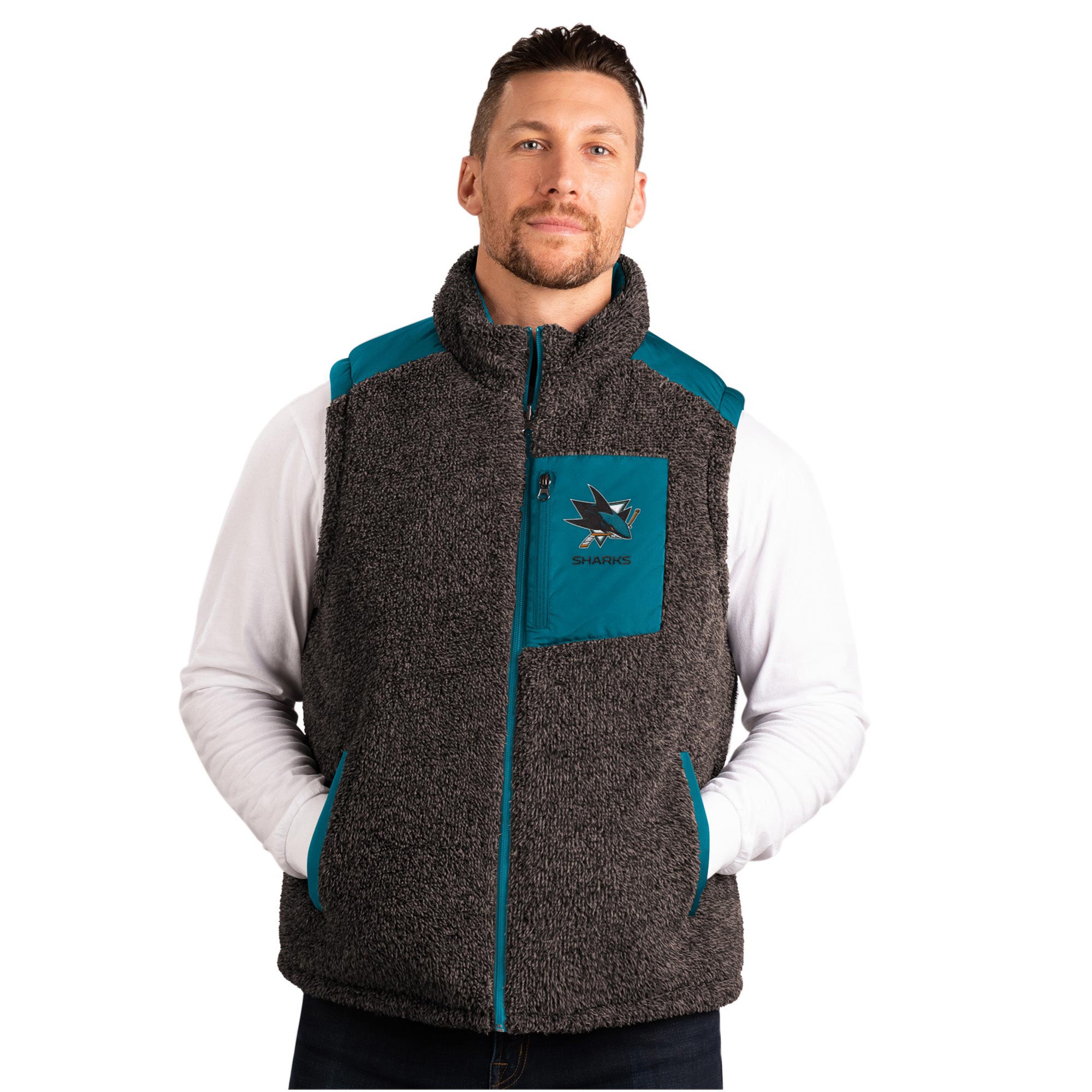 San Jose Sharks G-III NHL Reversible Sherpa Winter Vest