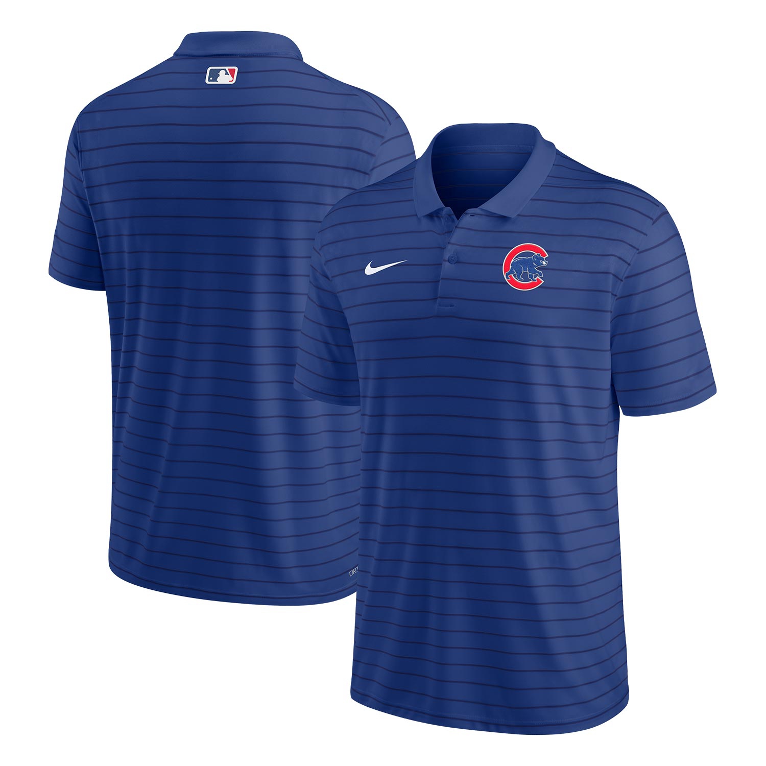 Chicago Cubs Striped Authentic Nike Dri-FIT MLB Polo Shirt Blue