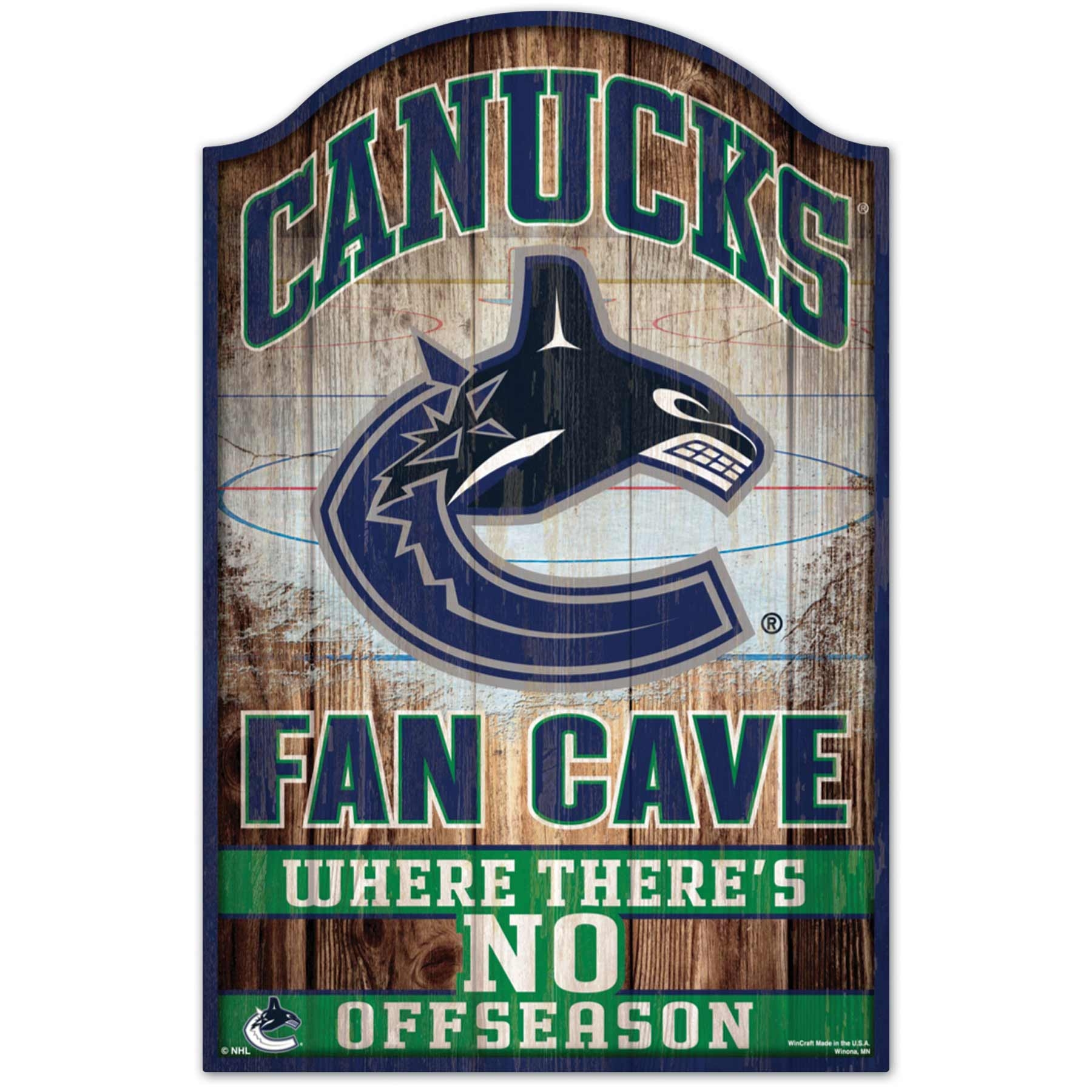Vancouver Canucks WinCraft NHL Fan Cave Wood Sign