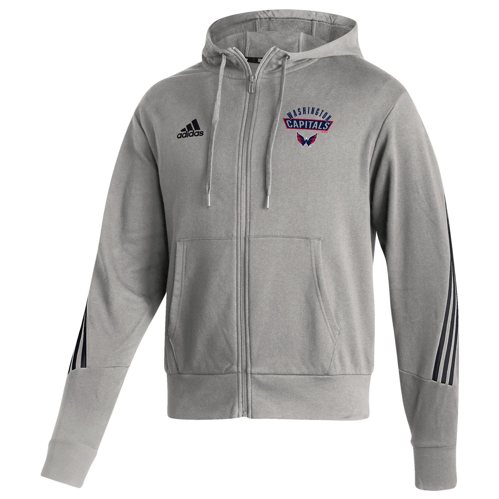 Washington Capitals adidas 2021/22 NHL Authentic Apparel Full-Zip Hoodie Grey