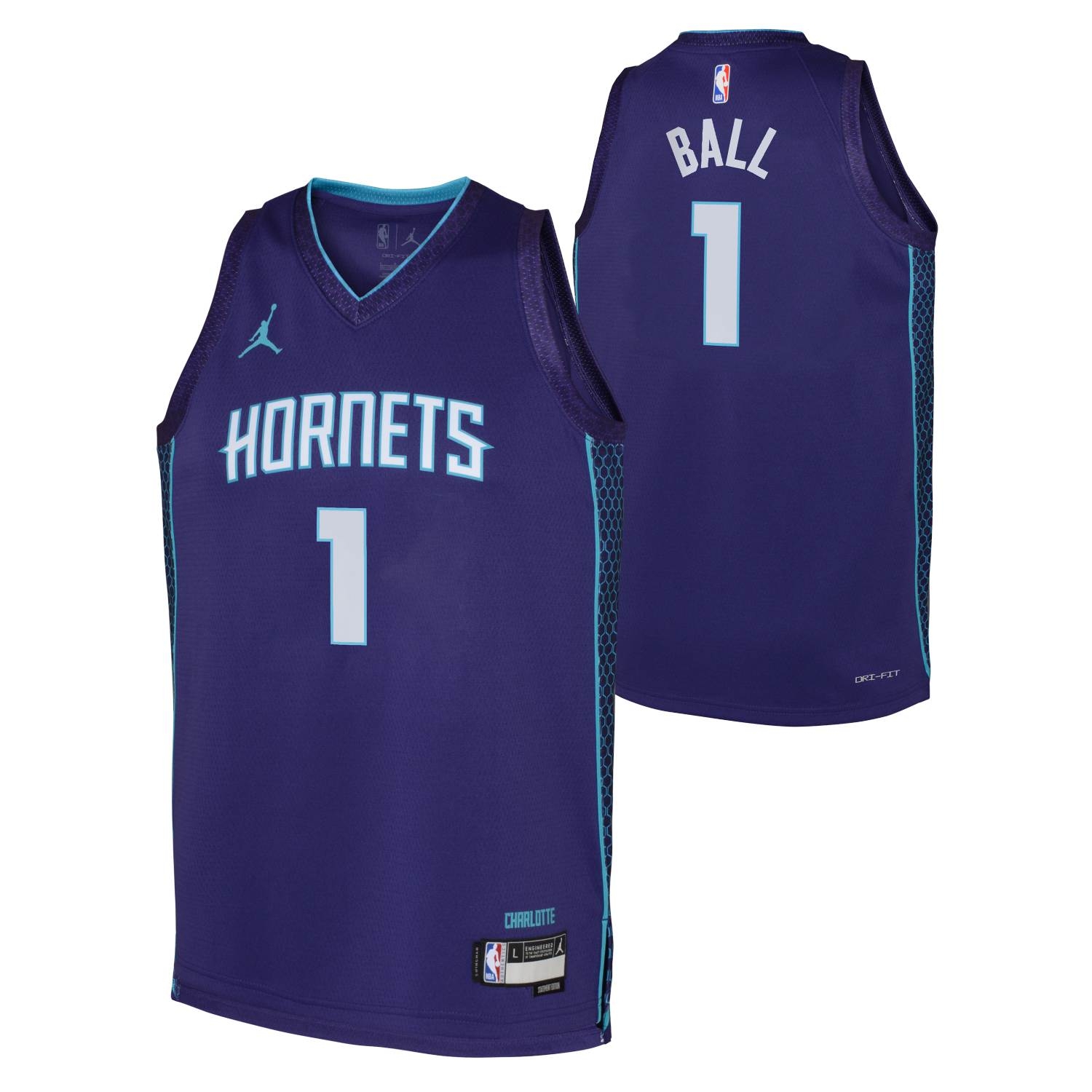LaMelo Ball #1 Charlotte Hornets Jordan Swingman NBA Trikot Lila (YOUTH)