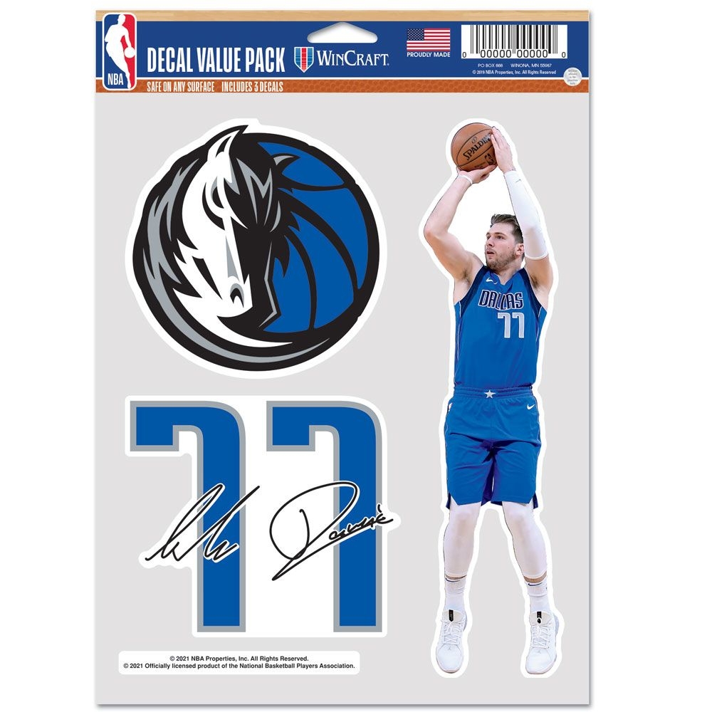 Luka Doncic #77 Dallas Mavericks Player NBA Aufkleber-Set (3 Stk.)