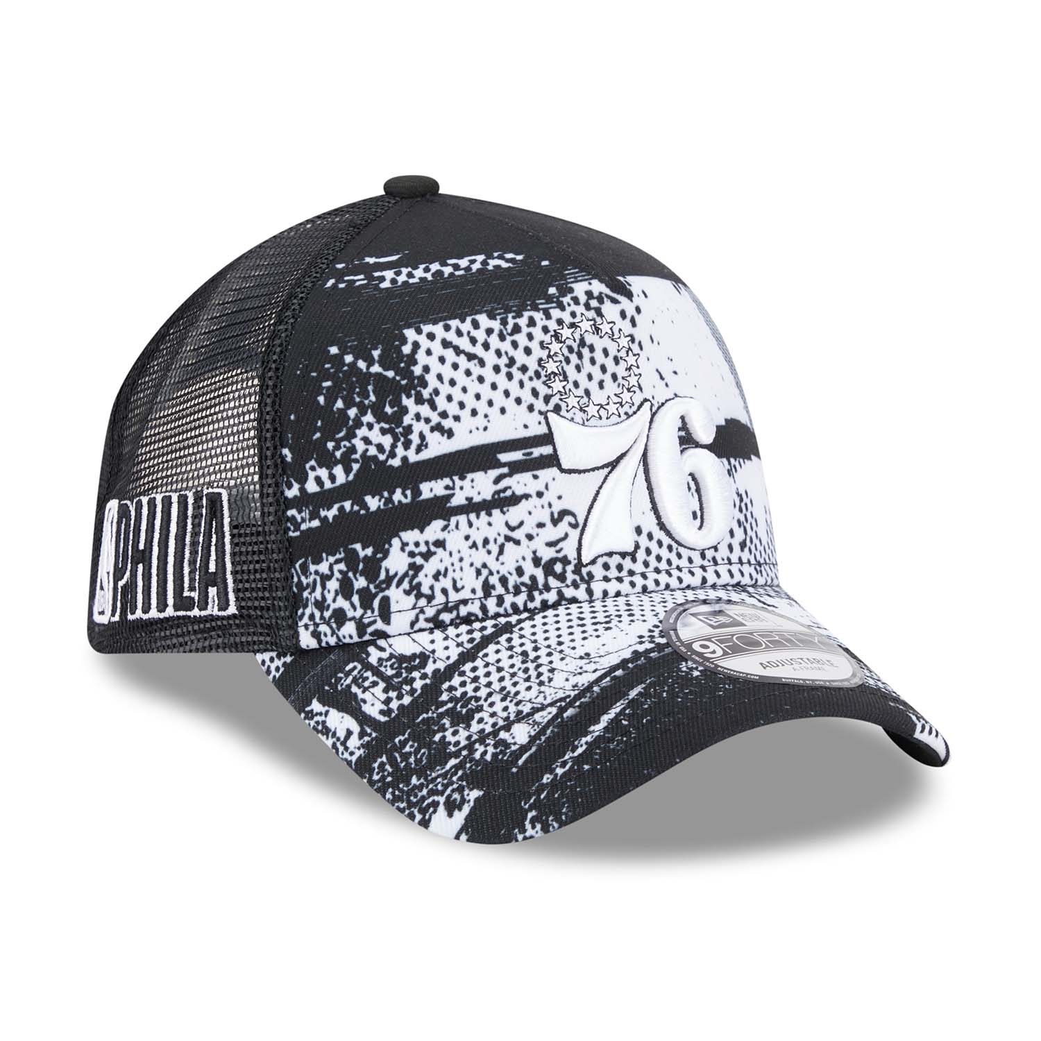 Philadelphia 76ers 2024 NBA Tip-Off Black New Era 9FORTY A-Frame Trucker Cap