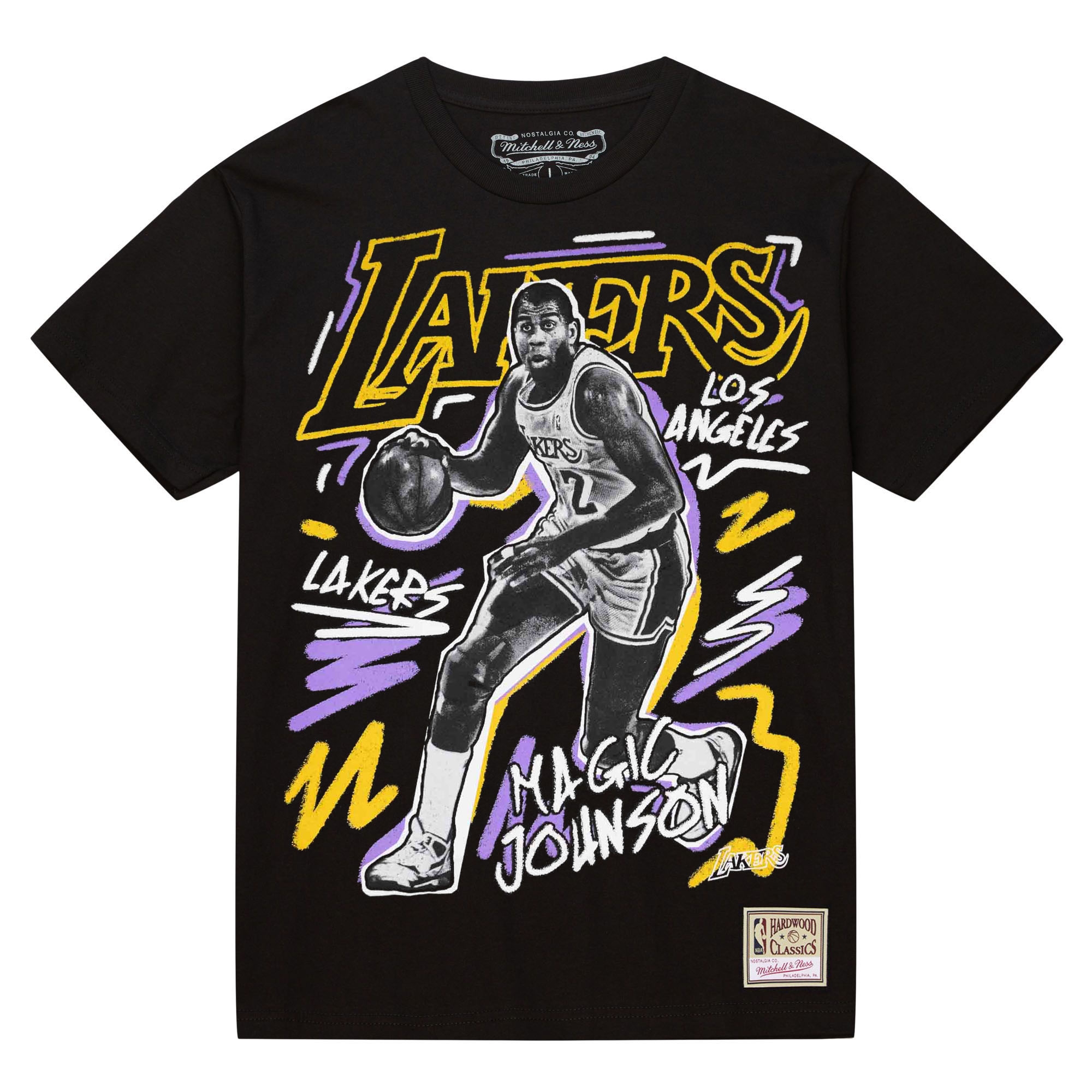 Magic Johnson Los Angeles Lakers Chalked Up NBA T-Shirt Schwarz