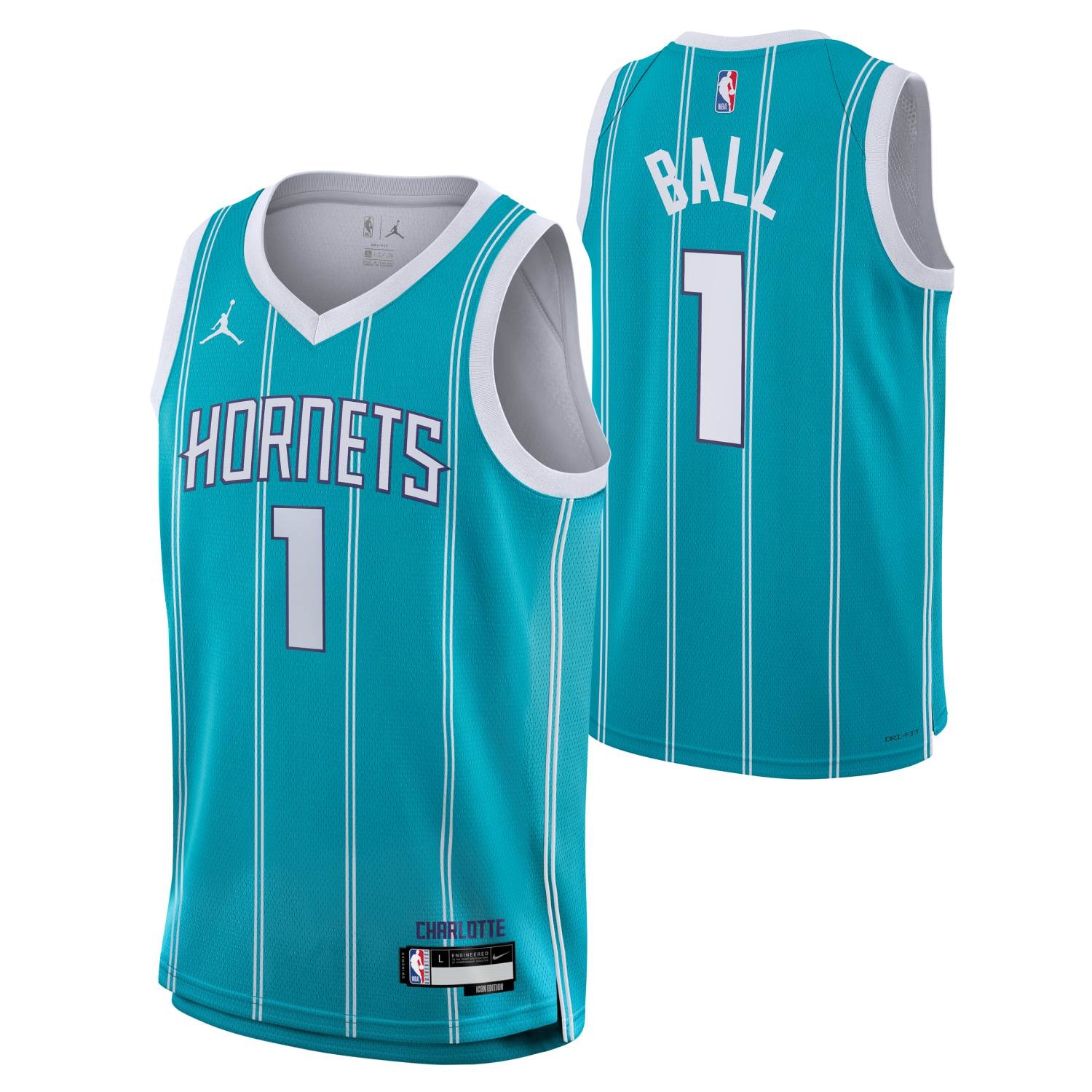 Lamelo Ball #1 Charlotte Hornets Jordan Swingman NBA Trikot Türkis (YOUTH)