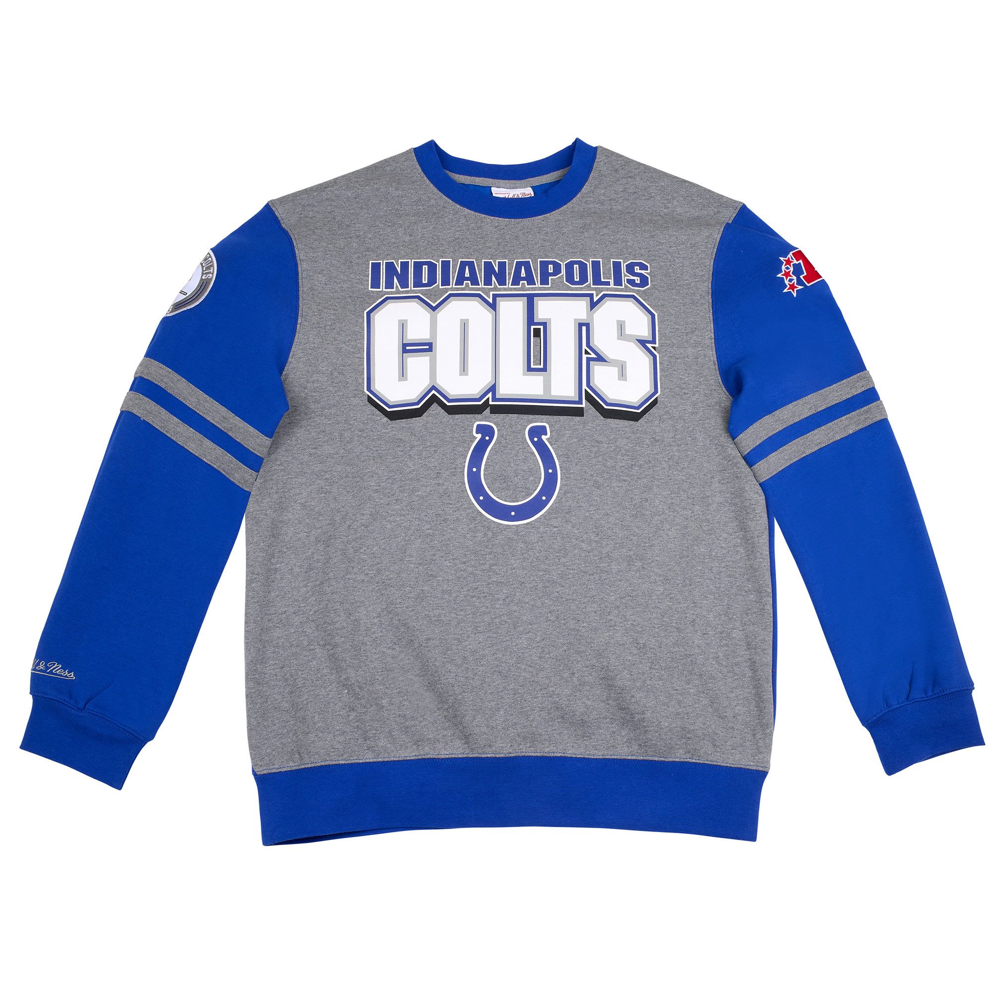 Indianapolis Colts All Over 2.0 Mitchell & Ness NFL Crew Fleece Pullover
