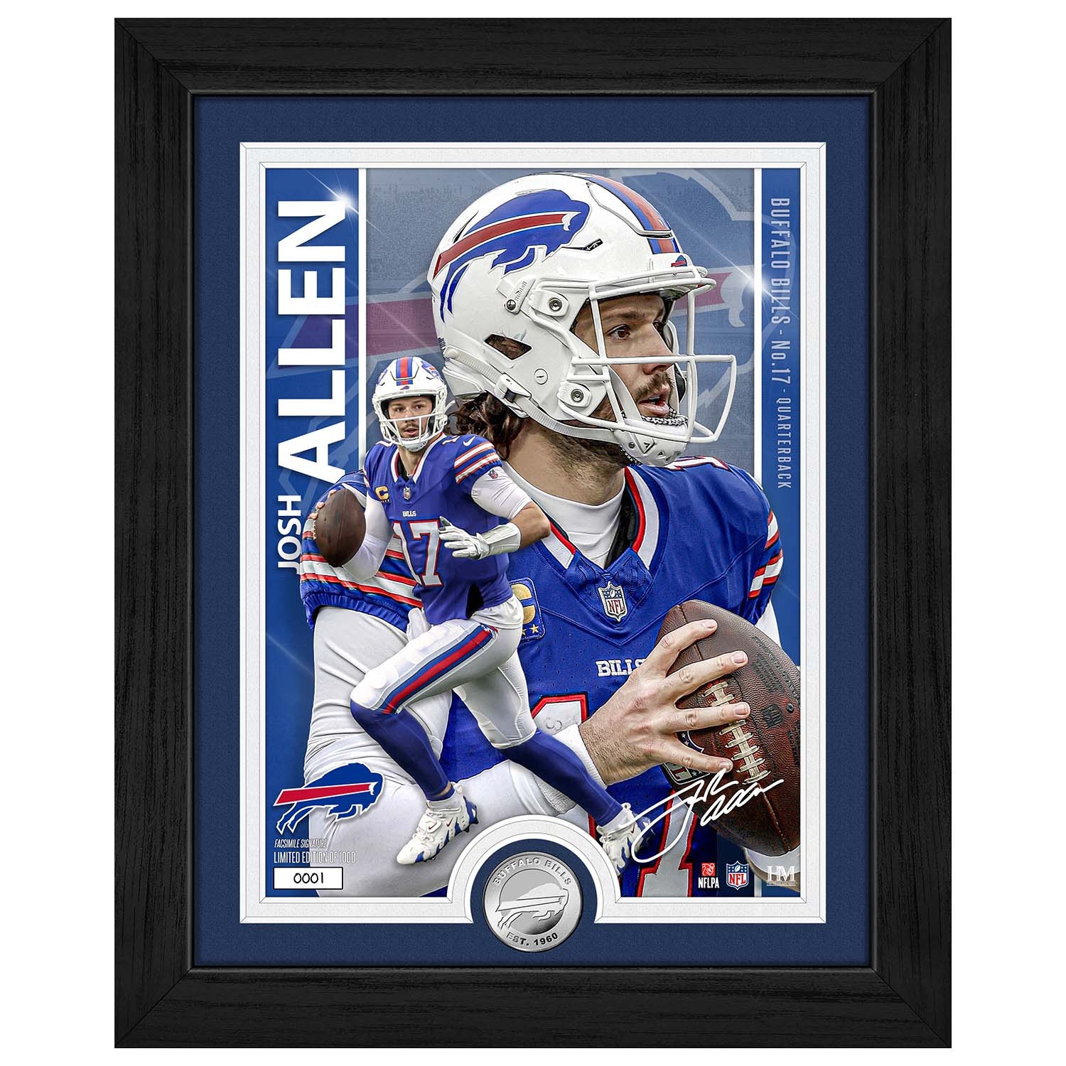 Josh Allen Buffalo Bills Artist Proof Silver Coin NFL Photo Frame