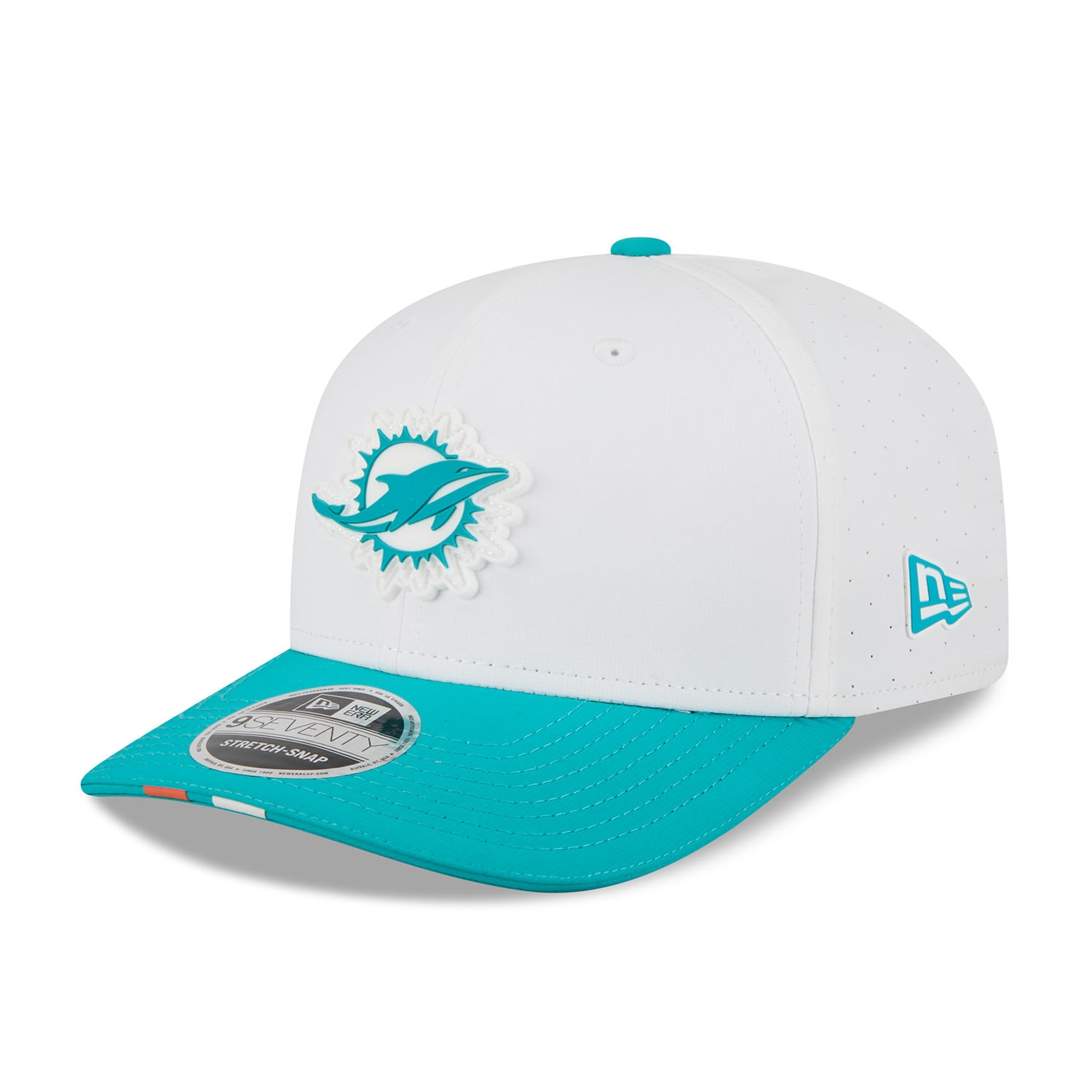 Miami Dolphins 2025 NFL Training Camp New Era 9SEVENTY Stretch-Snap Cap OTC White