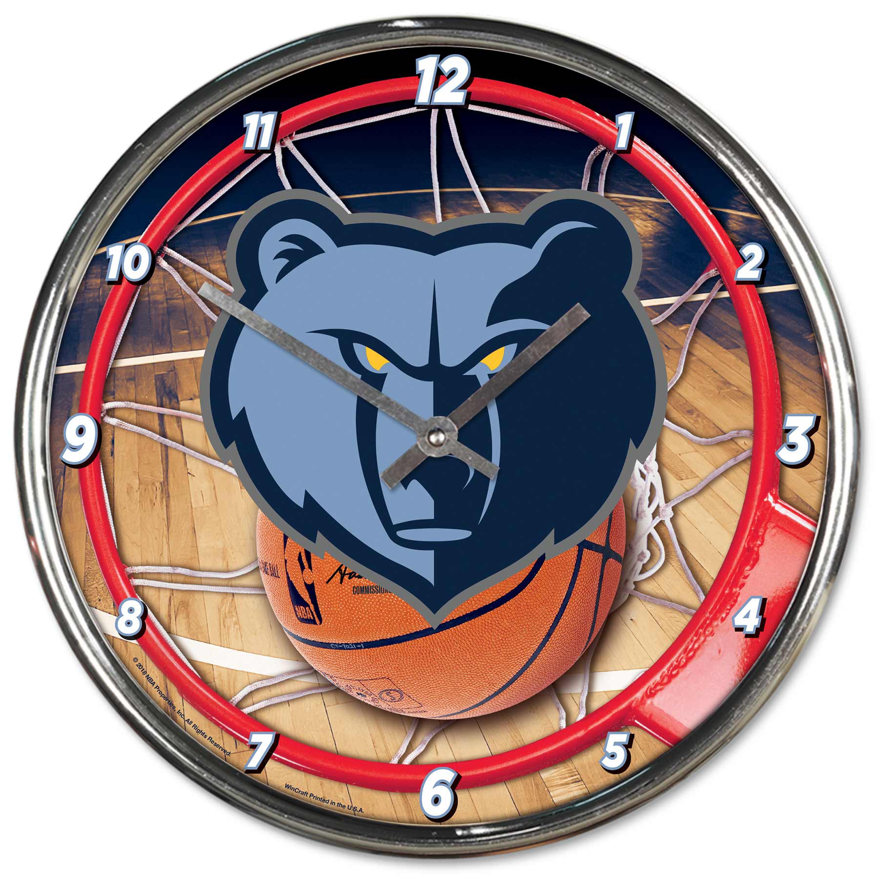 Memphis Grizzlies WinCraft Chrome NBA Wall Clock