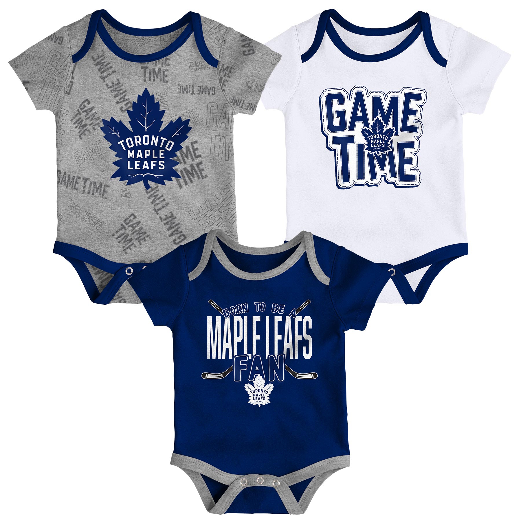 Toronto Maple Leafs Game Time NHL Baby Bodysuit Set (3-Piece)