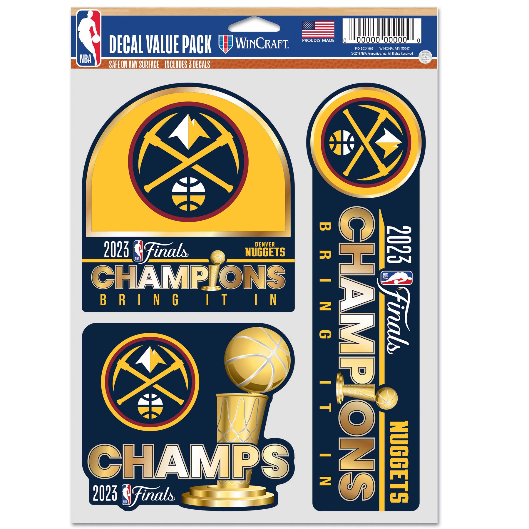 Denver Nuggets 2023 NBA Champions Decals Set (3 Pcs.)