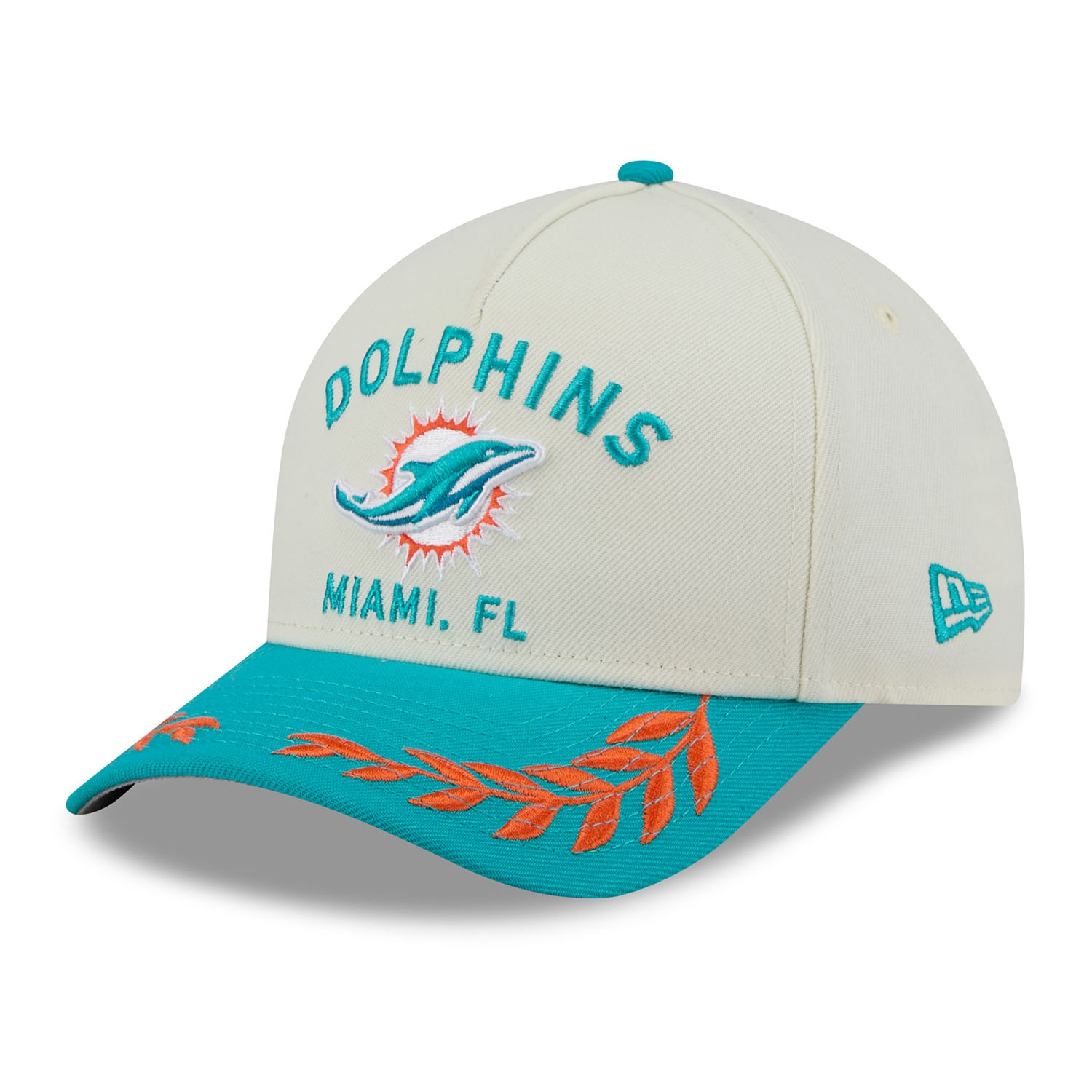Miami Dolphins 2025 NFL Draft 9FORTY M-Crown A-Frame Snapback Cap Cream