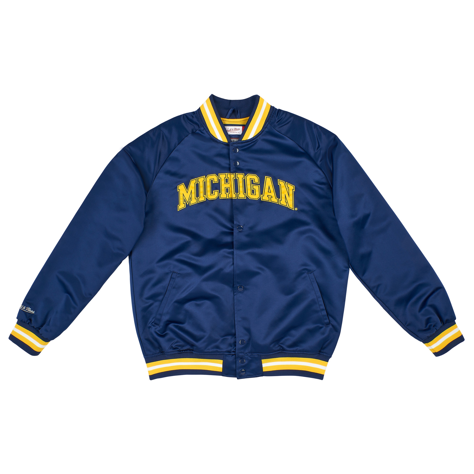 Michigan Wolverines Mitchell & Ness Lightweight Satin NCAA Jacke Navy