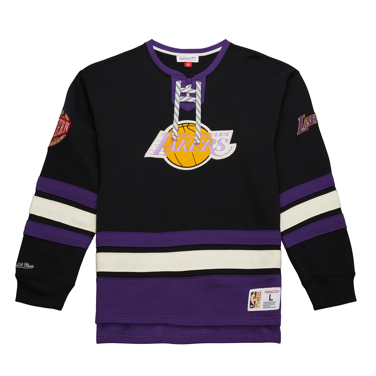 Los Angeles Lakers Mitchell & Ness Heritage NBA Lace-Up Jersey Crew