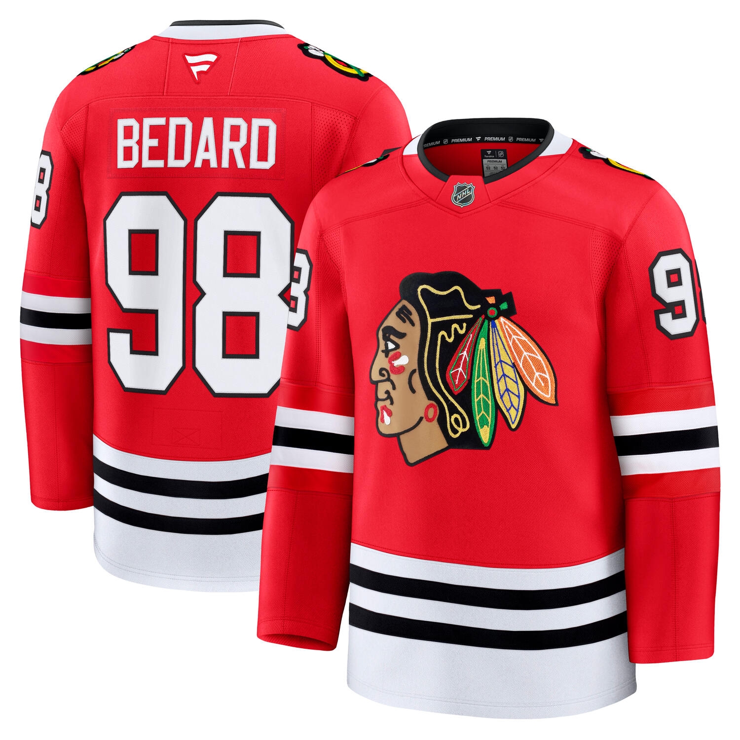 Connor Bedard #98 Chicago Blackhawks Premium NHL Trikot Home Rot
