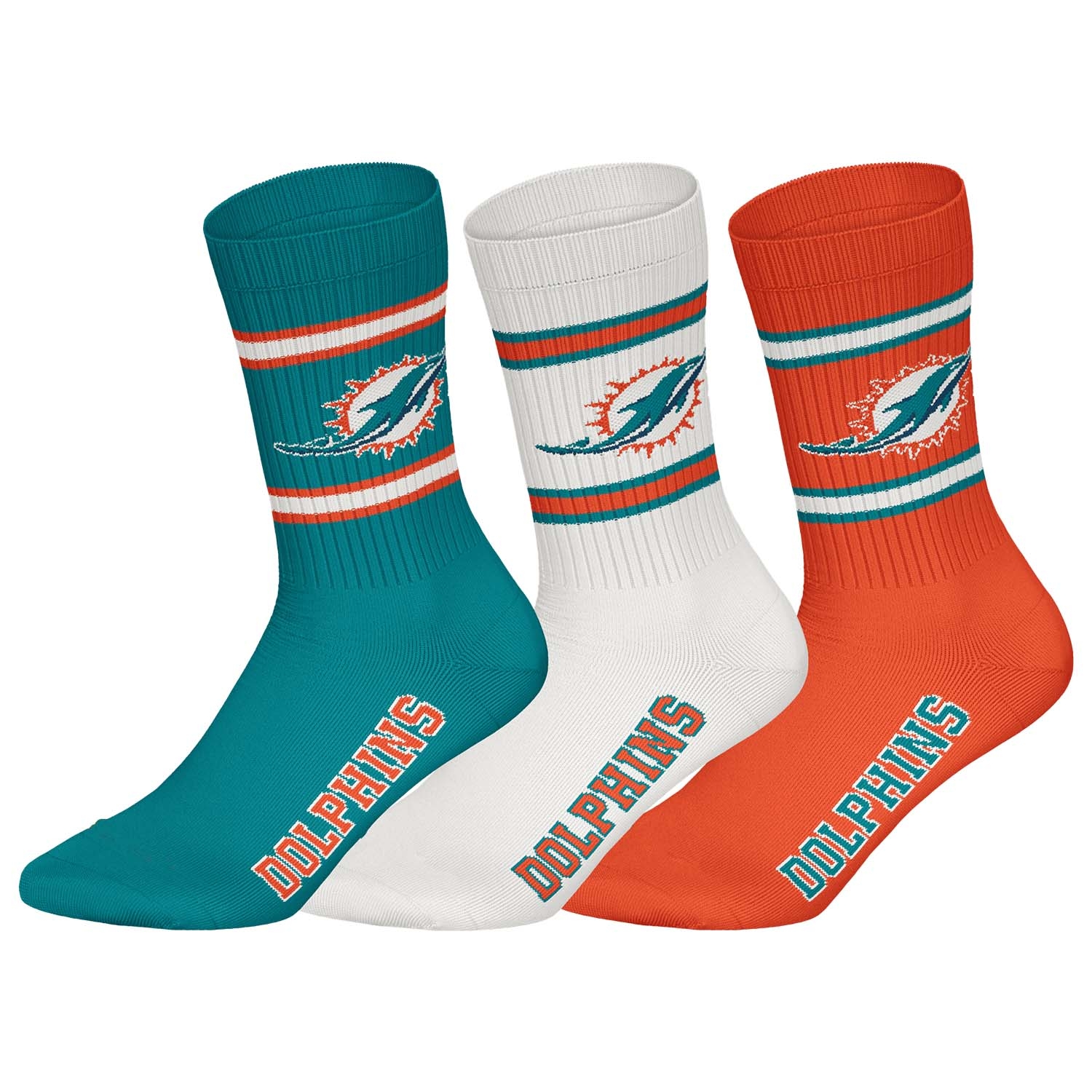 Miami Dolphins Team Set NFL Crew Socken (3er-Pack)
