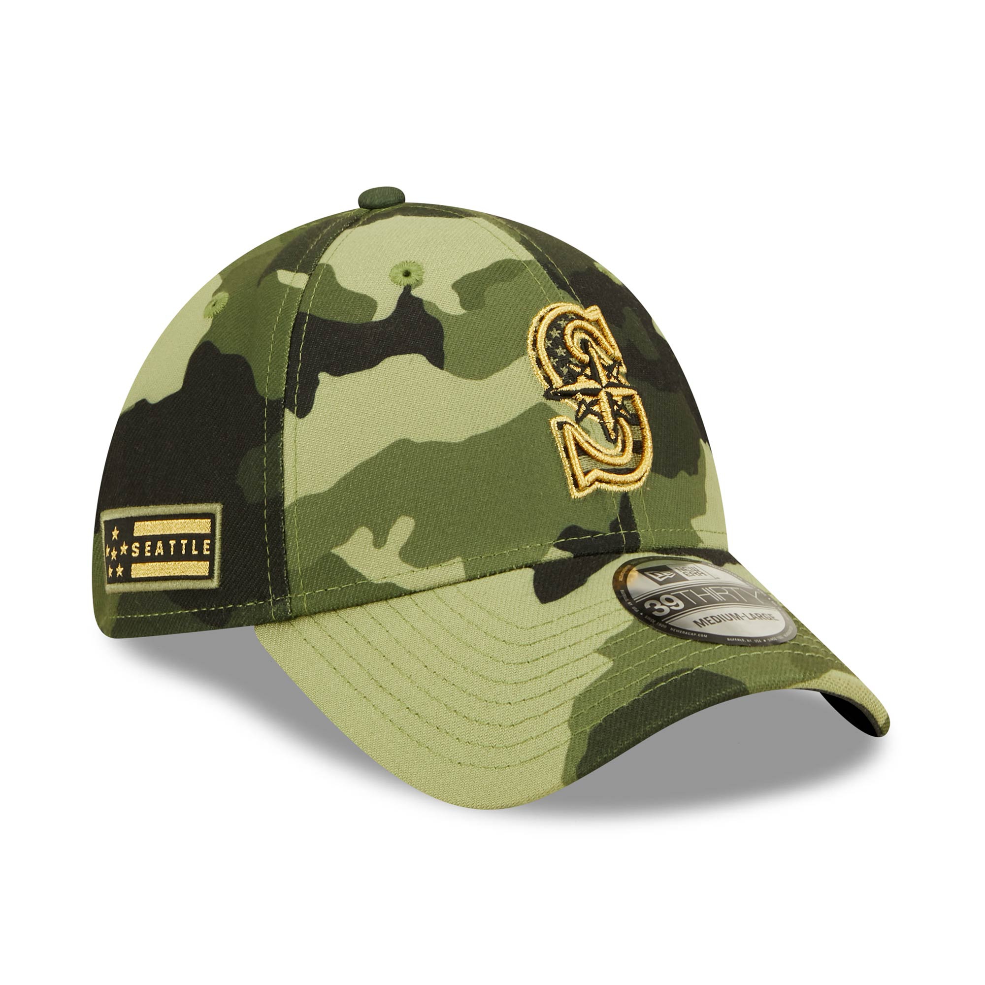 Seattle Mariners 2022 MLB Armed Forces New Era 39THIRTY Flex Cap