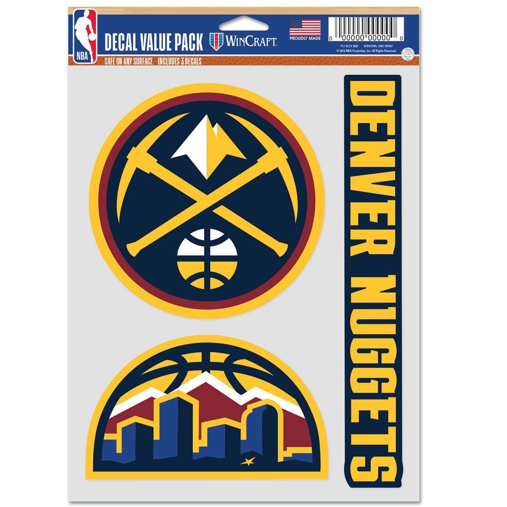 Denver Nuggets Multi-Use NBA Decals Set (3 Pcs.)