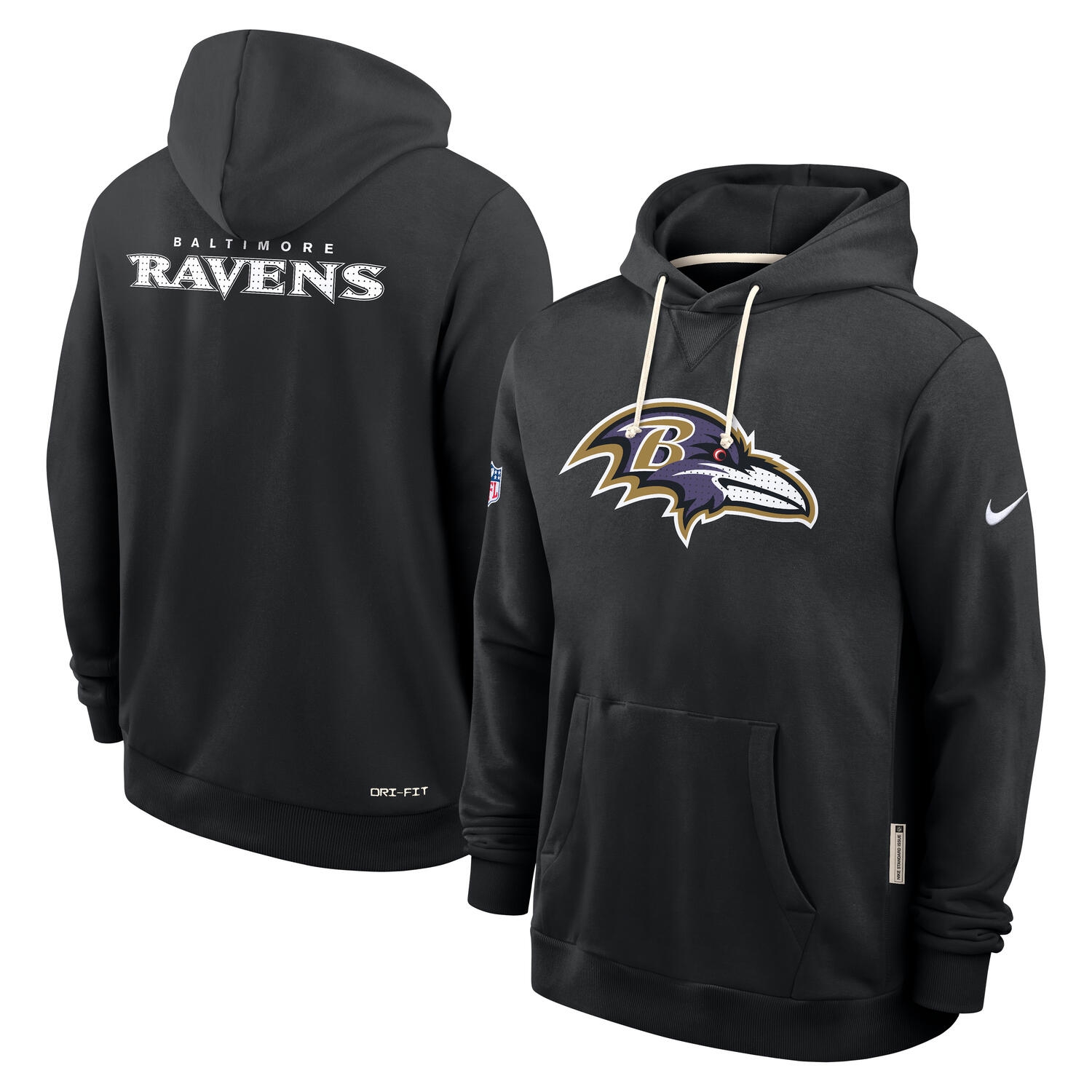 Baltimore Ravens 2025 NFL Sideline Nike Standard Issue Hoodie Schwarz