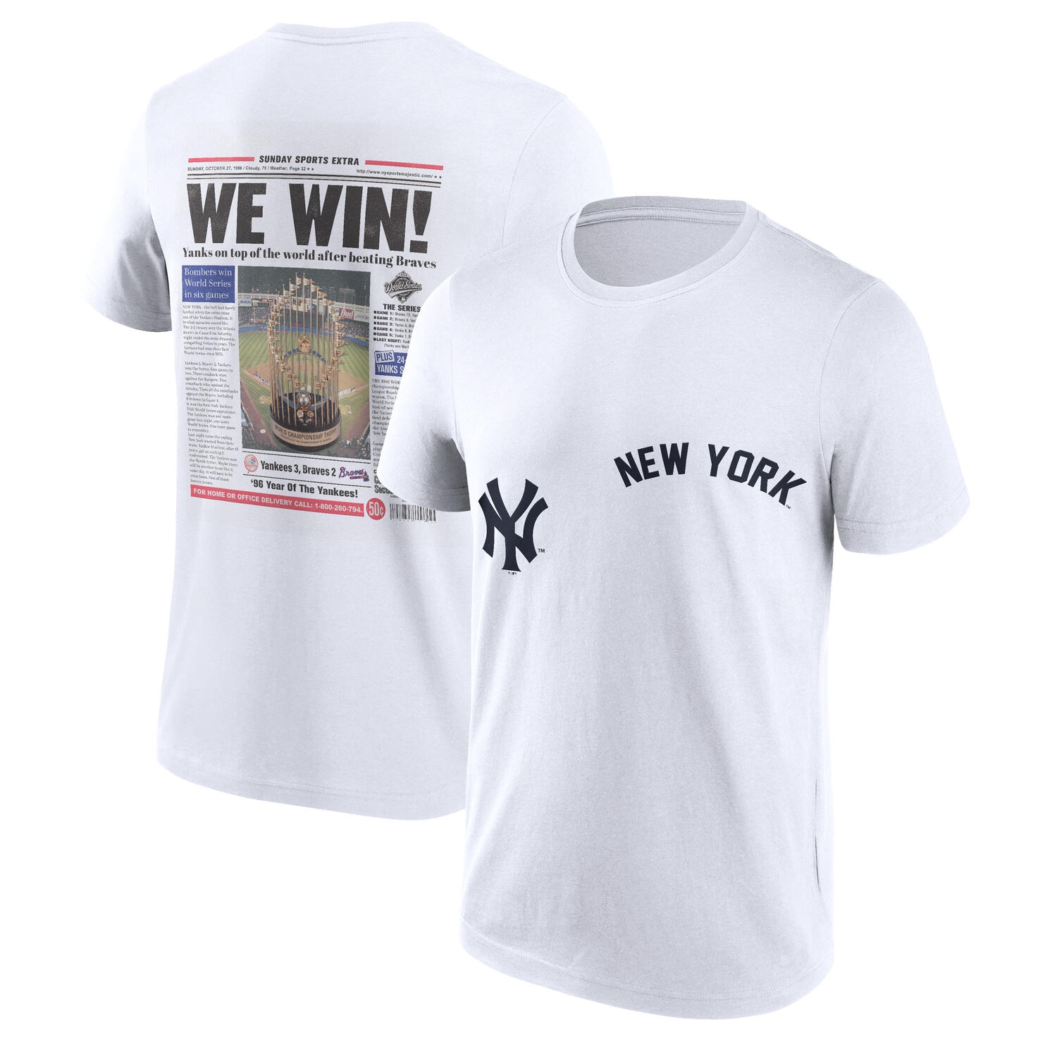 New York Yankees Championship Newspaper MLB T-Shirt Weiß