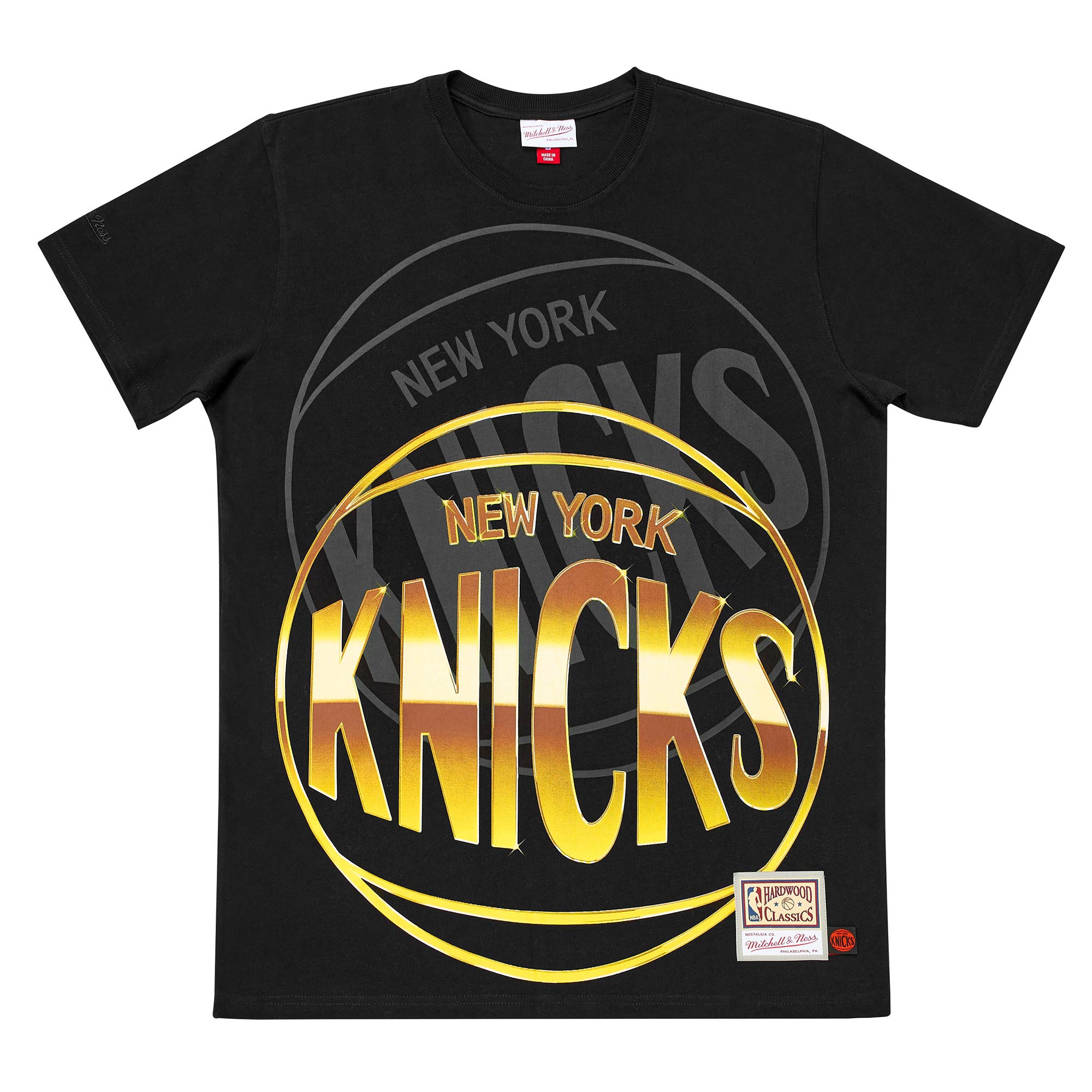 New York Knicks Big Face 4.0 Heavyweight Mitchell & Ness NBA T-Shirt Black