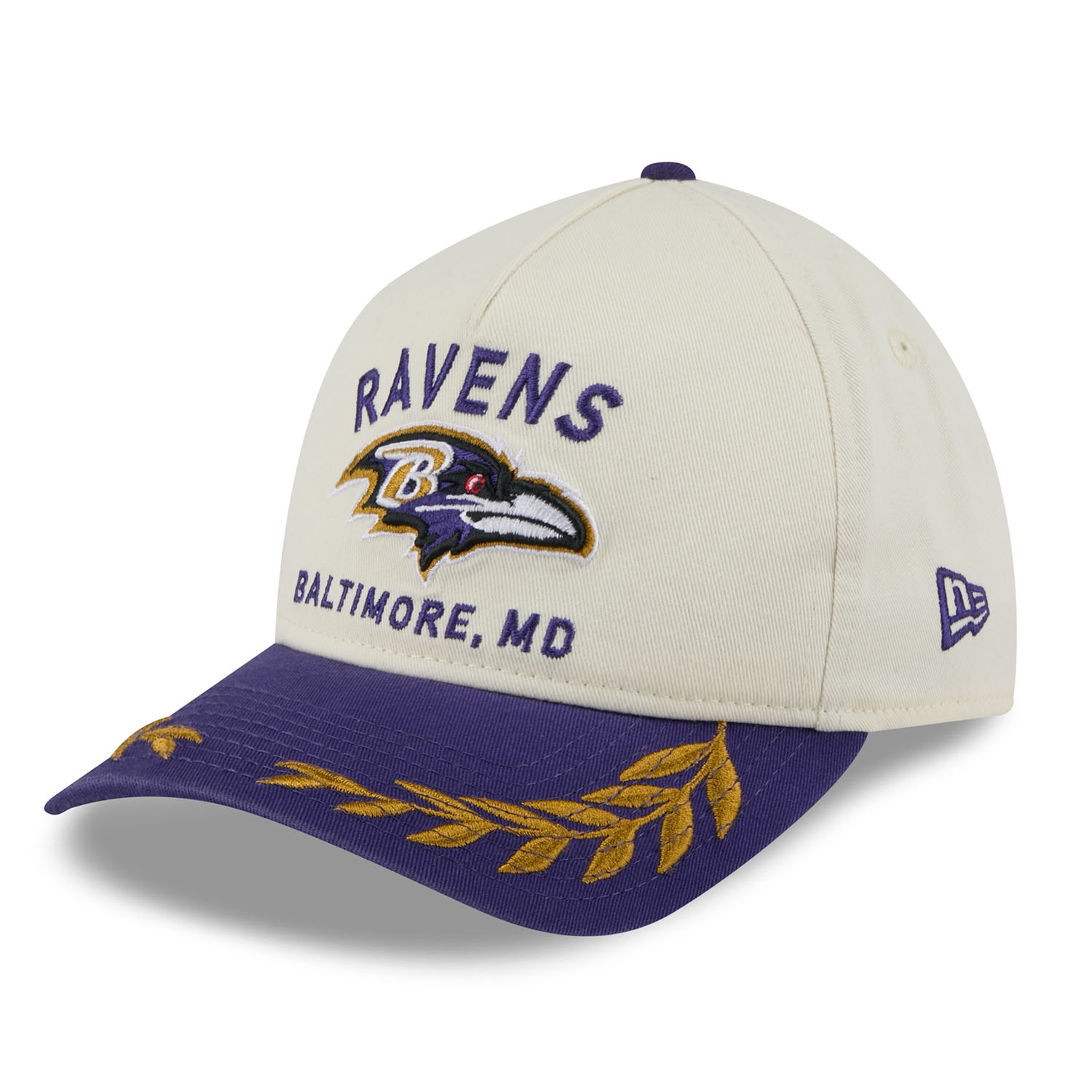 Baltimore Ravens 2025 NFL Draft 9TWENTY A-Frame Adjustable Cap Cream