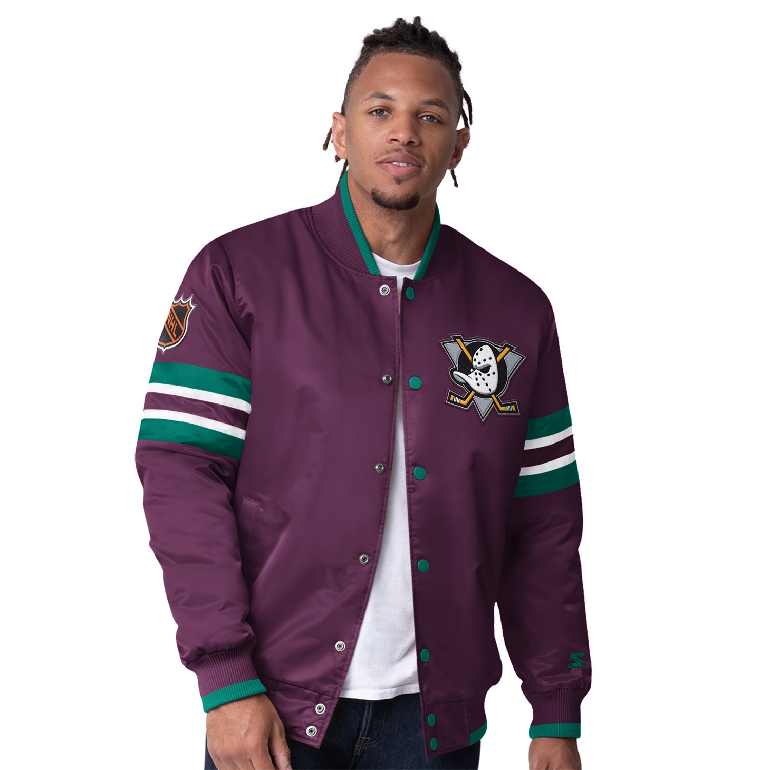 Anaheim Ducks Starter Scout Varsity NHL Jacke Lila