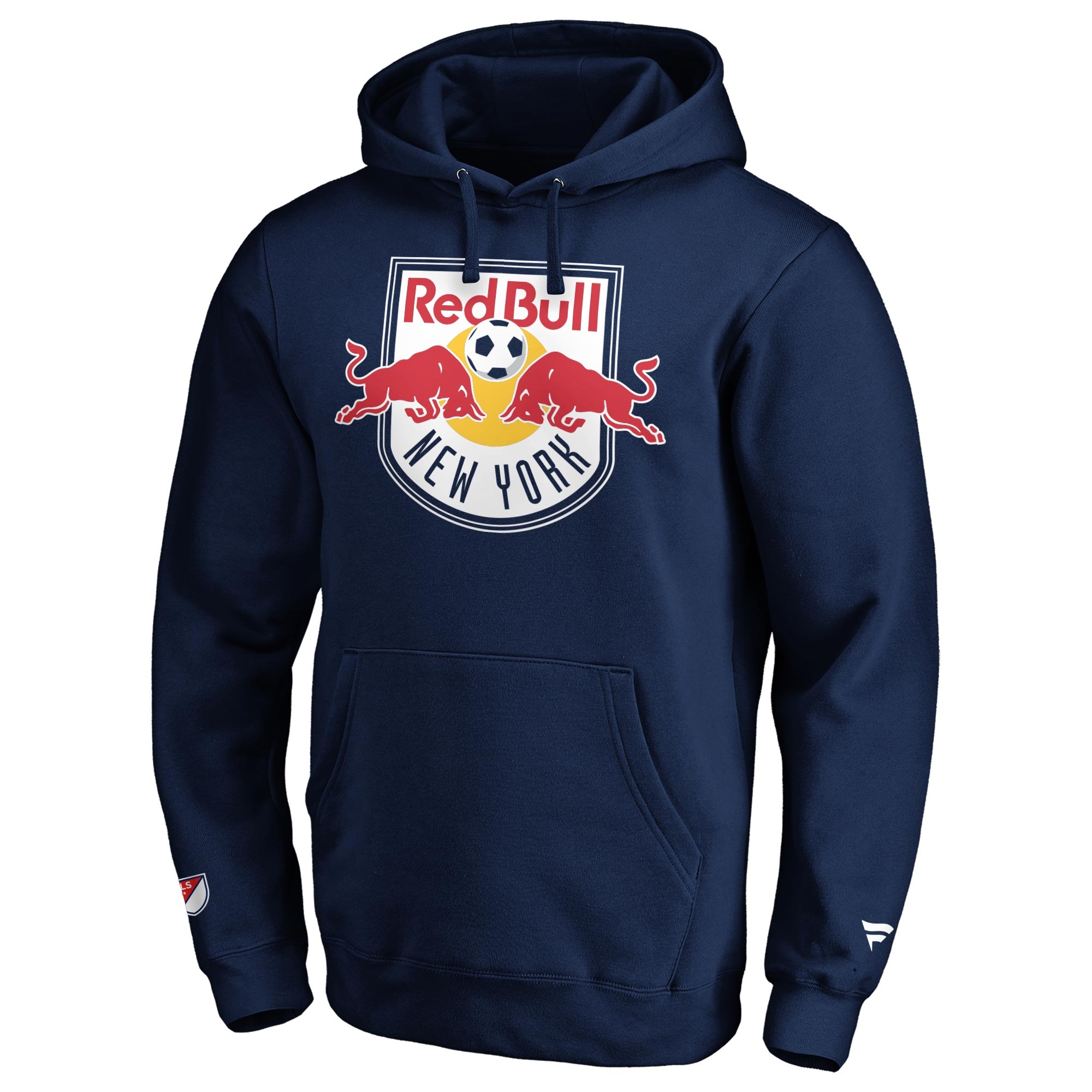 New York Red Bulls Crest Logo Fanatics MLS Hoodie Navy