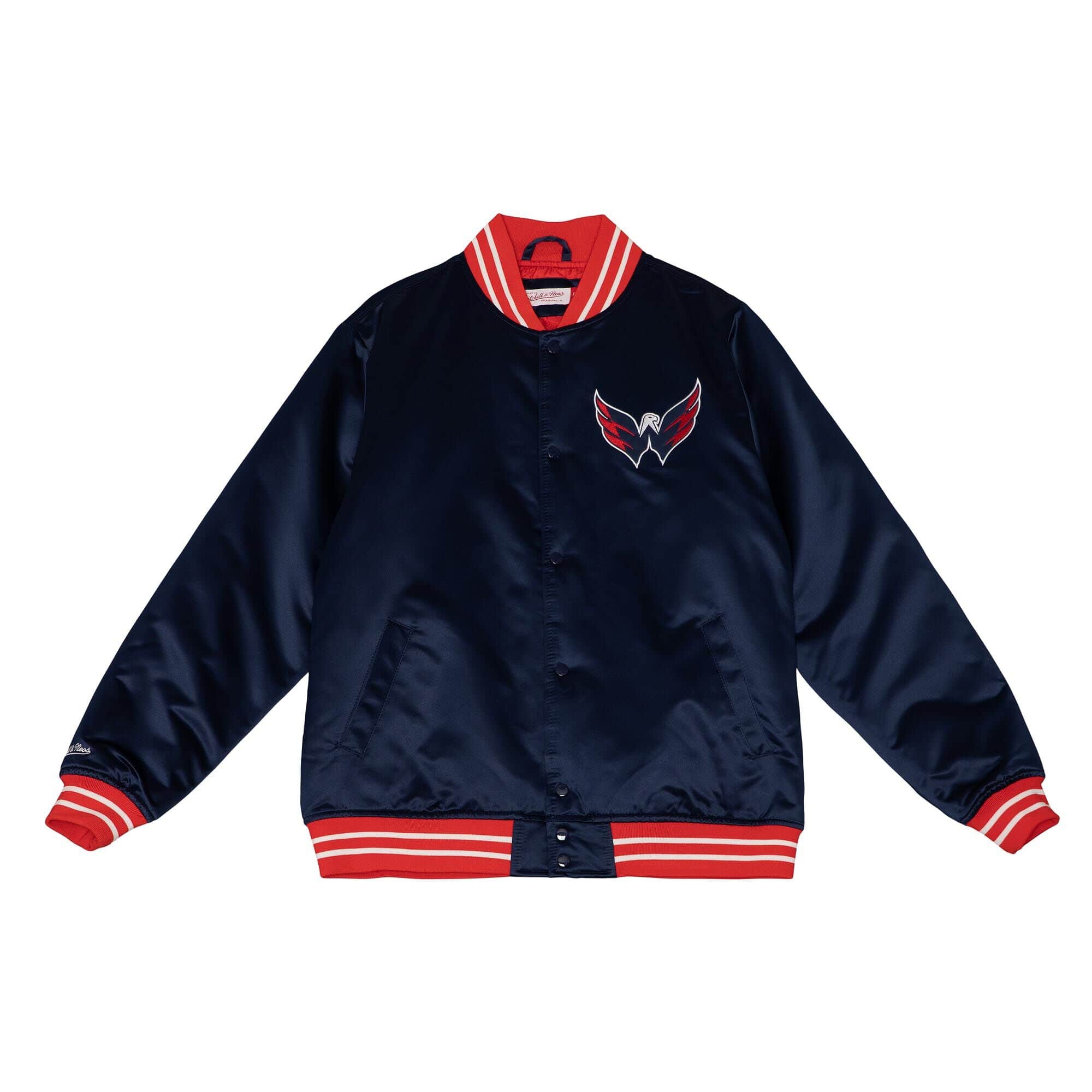 Washington Capitals Heavyweight Satin Mitchell & Ness NHL Jacket Navy