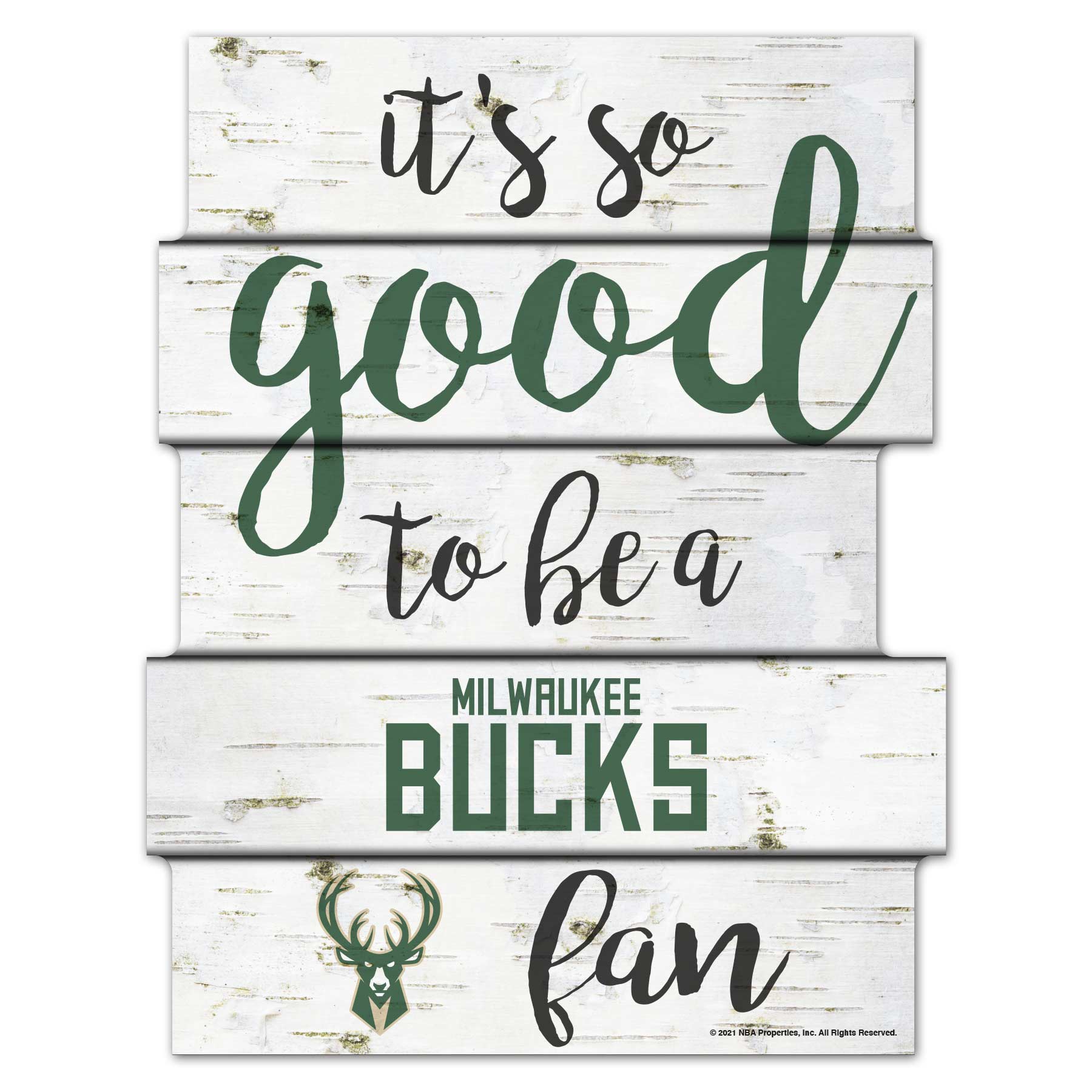 Milwaukee Bucks Birchwood NBA Holzschild