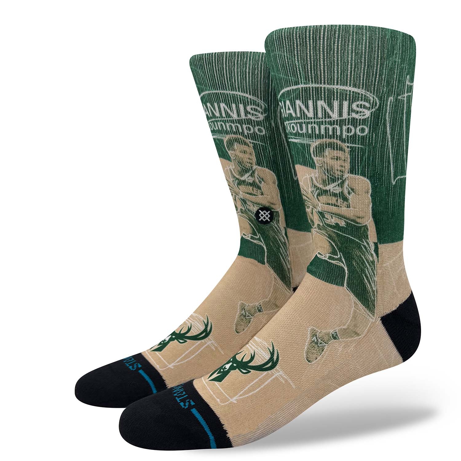 Giannis Antetokounmpo Milwaukee Bucks Stance Pasted Crew Socken