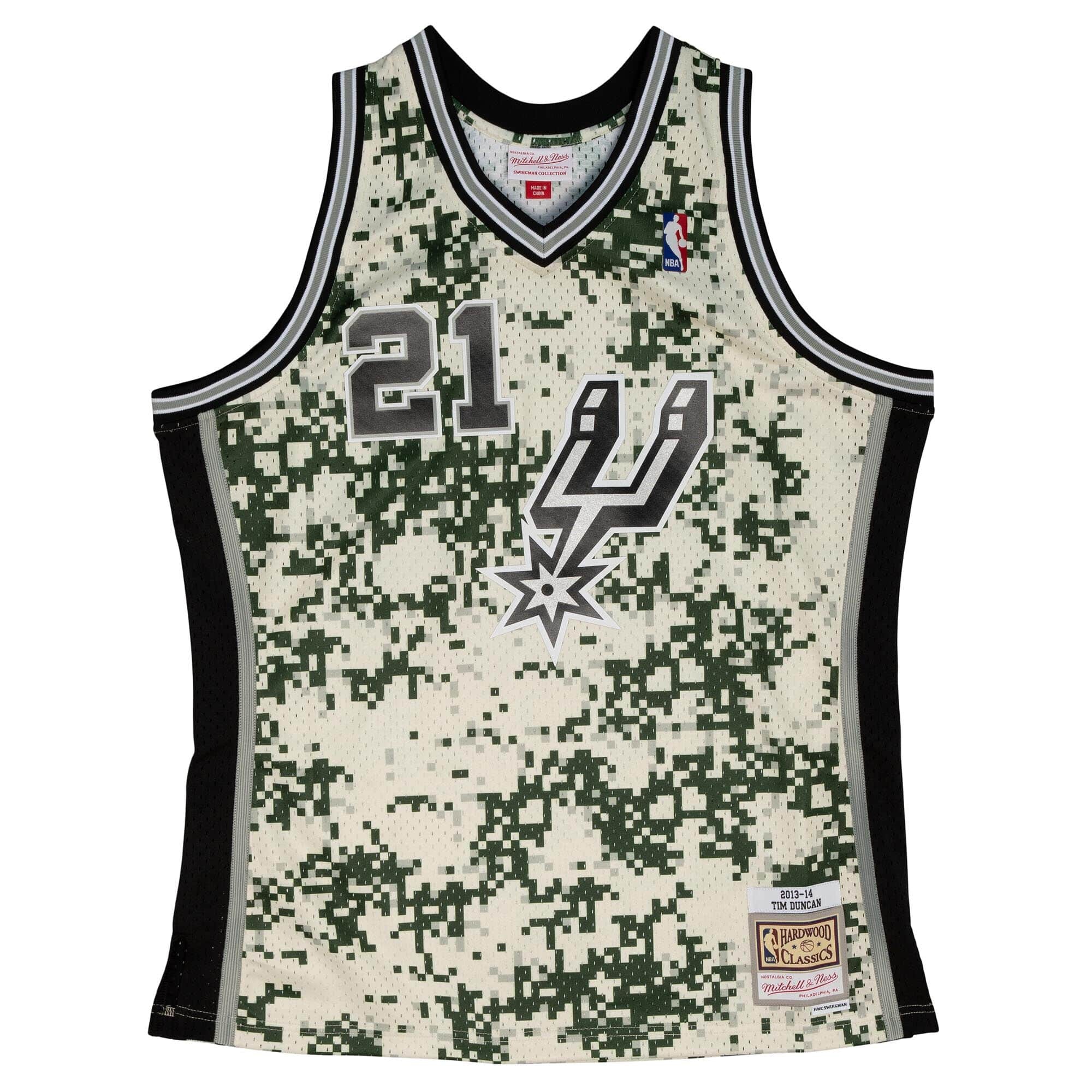 Tim Duncan #21 San Antonio Spurs 2013-14 Mitchell & Ness Swingman NBA Trikot Camo