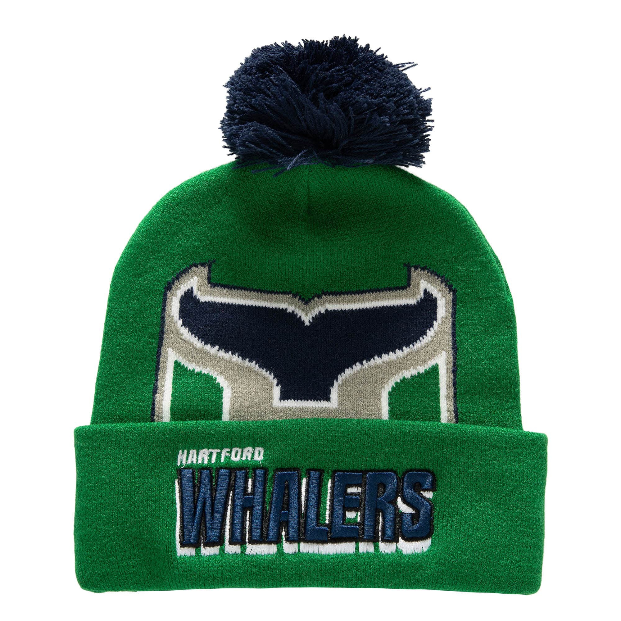 Hartford Whalers Punch Out Mitchell & Ness NHL Knit Hat Green