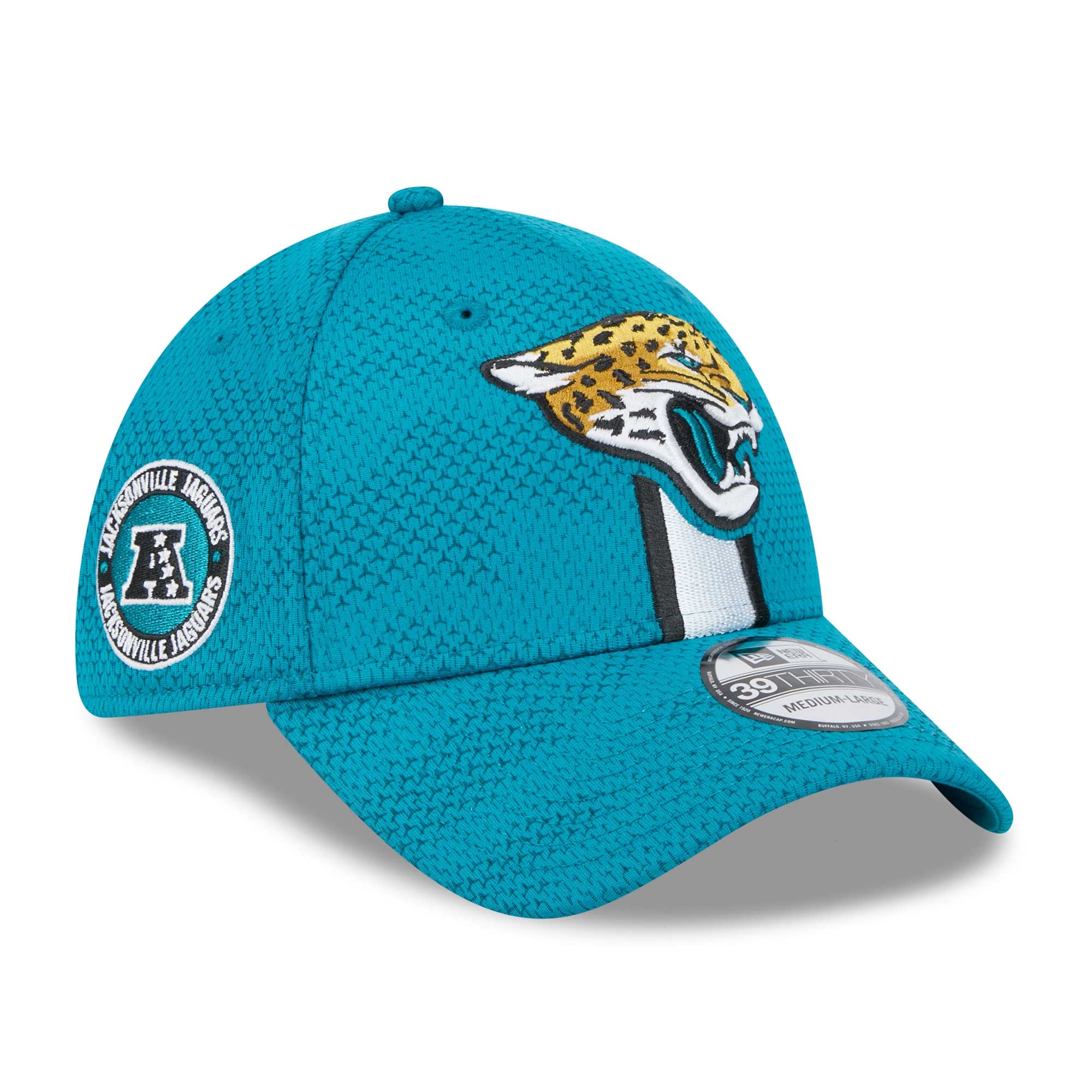 Jacksonville Jaguars 2024 NFL Sideline New Era 39THIRTY Flex Cap Türkis