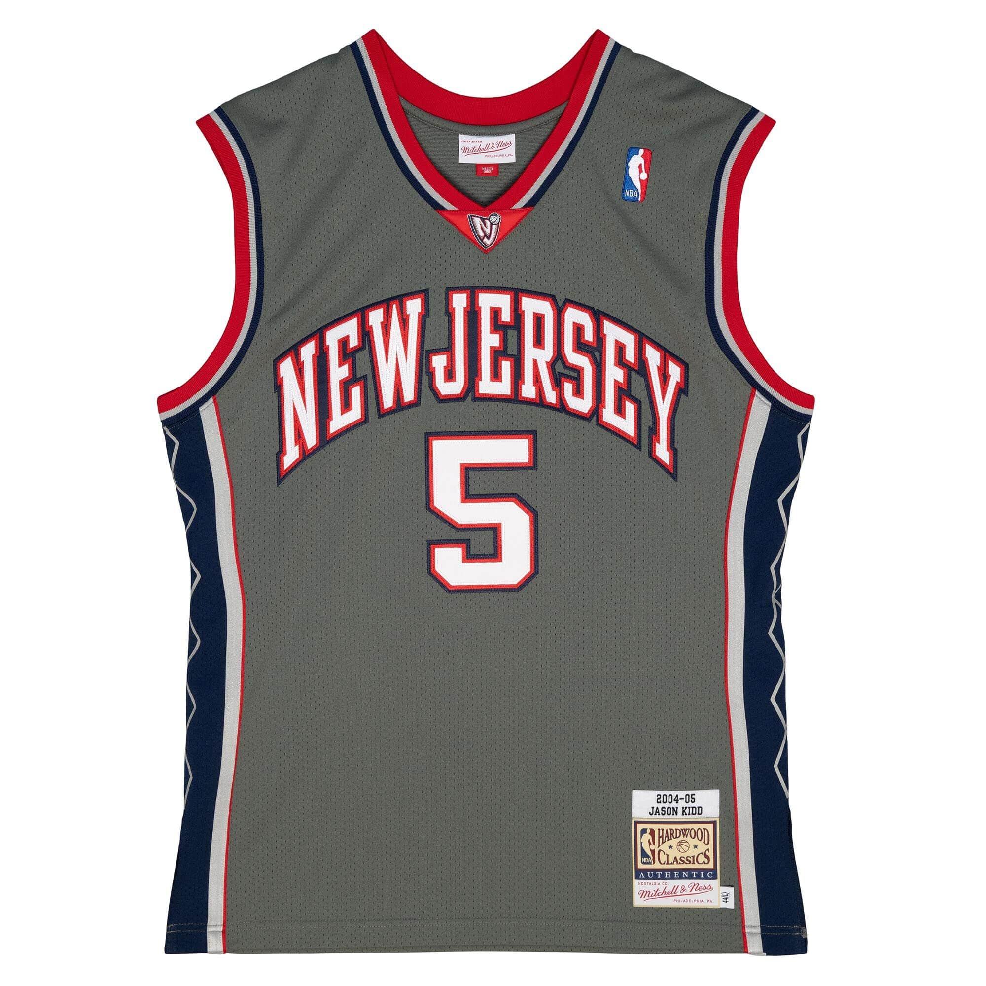 Jason Kidd #5 New Jersey Nets 2004-05 Mitchell & Ness Authentic NBA Trikot Grau
