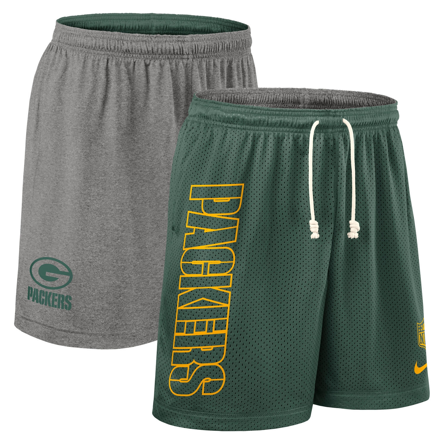 Green Bay Packers 2025 NFL Sideline Reversible Mesh Nike Dri-FIT Shorts Grün