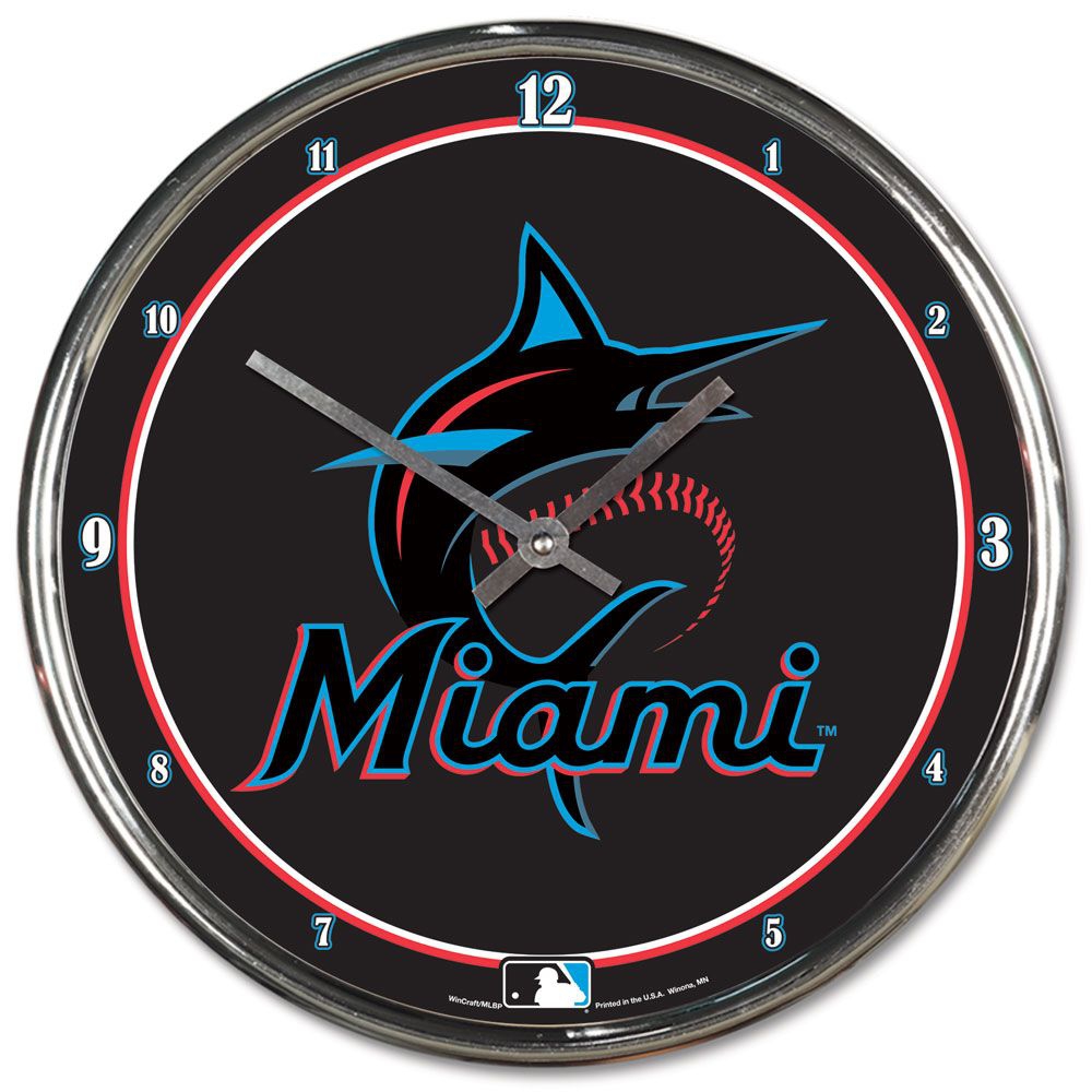 Miami Marlins WinCraft Chrome MLB Wall Clock