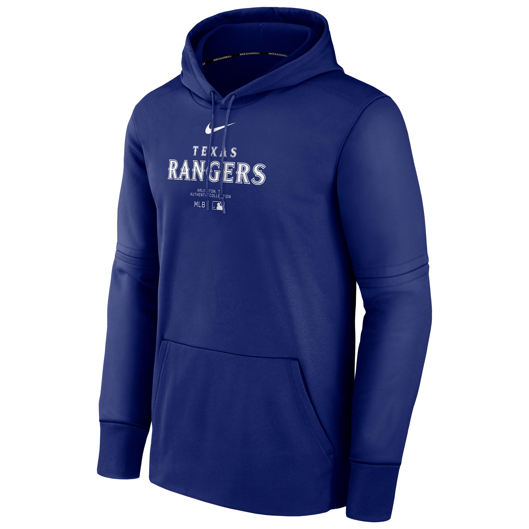 Texas Rangers 2024 MLB Authentic Practice Nike Therma Hoodie Blau