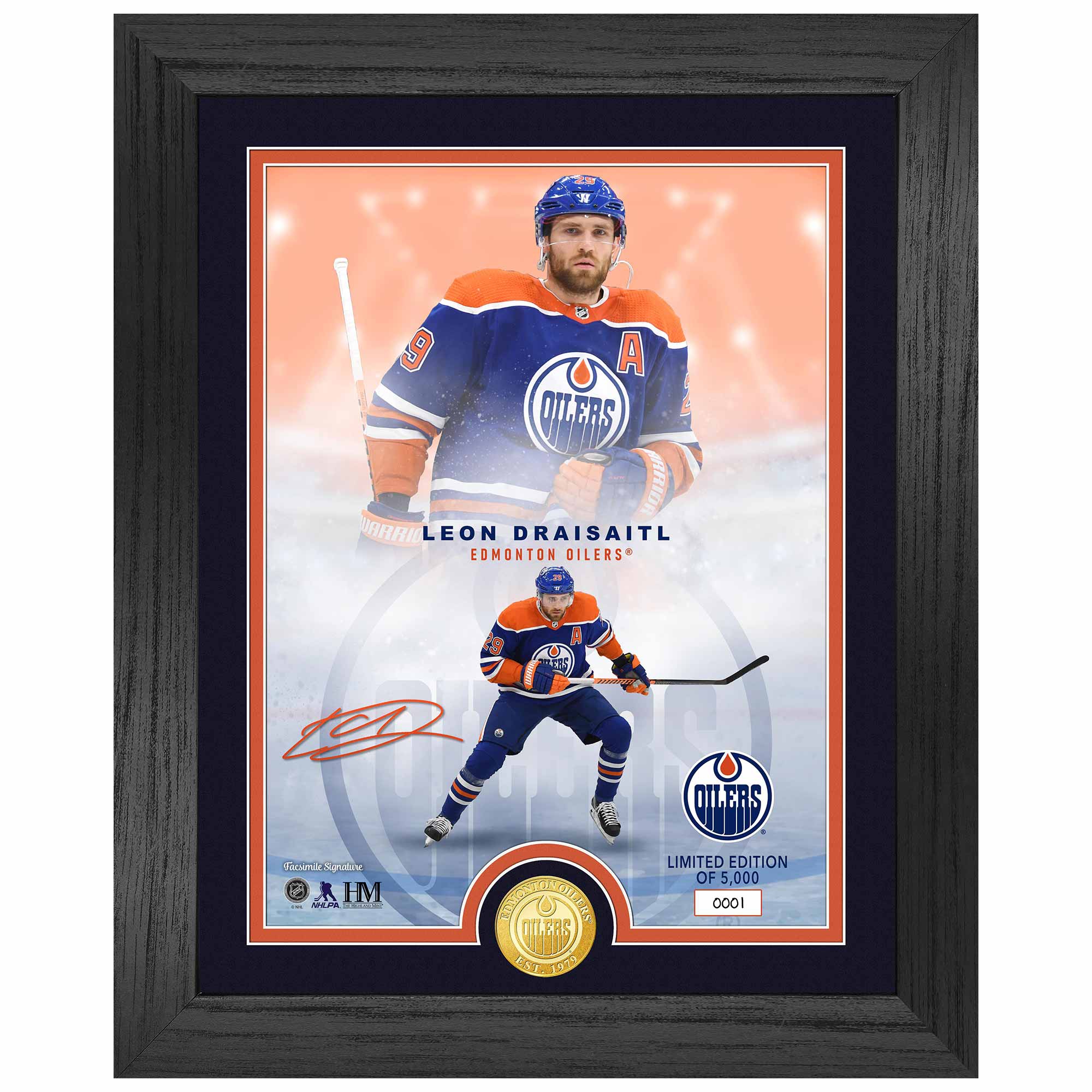 Leon Draisaitl Edmonton Oilers Bronze Coin Gerahmtes NHL Bild
