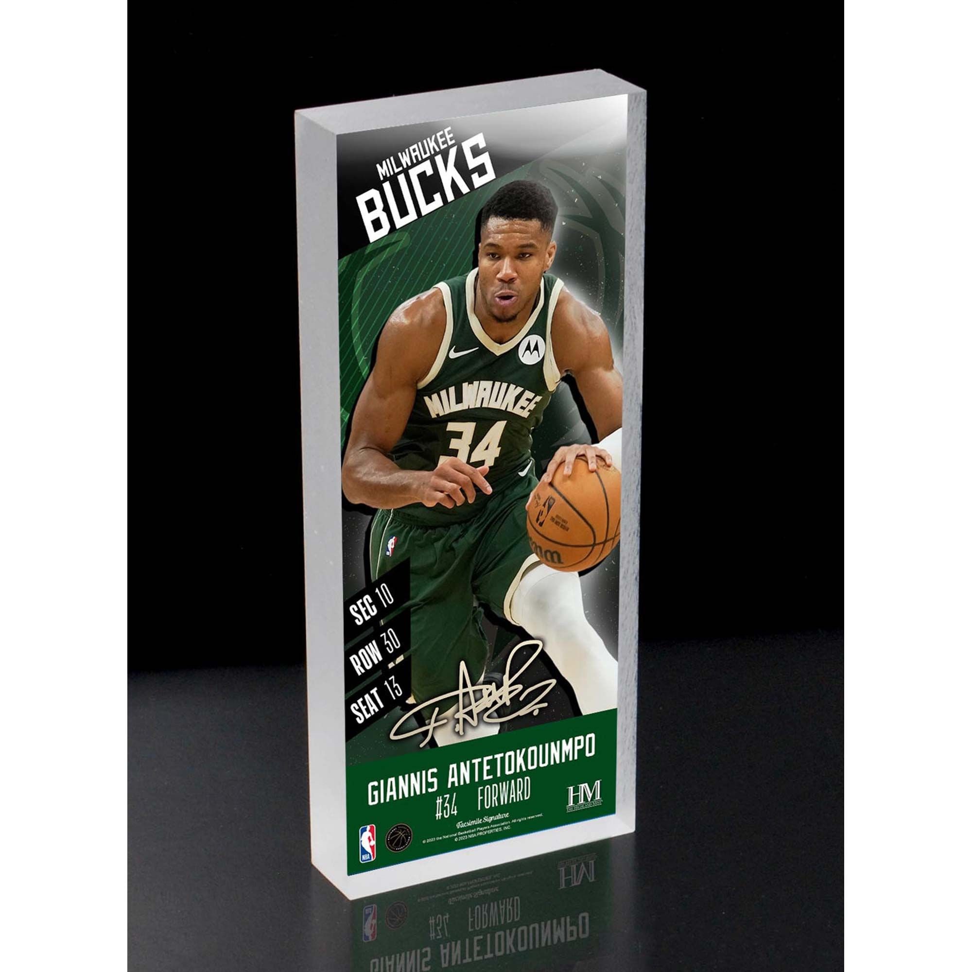 Giannis Antetokounmpo Milwaukee Bucks NBA Player Ticket 3D Block Art