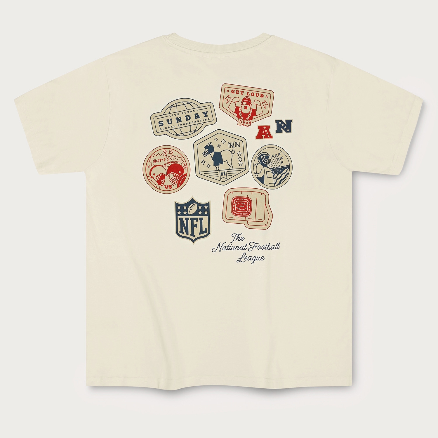 NFL Print L&L Core '89 Band T-Shirt Cream