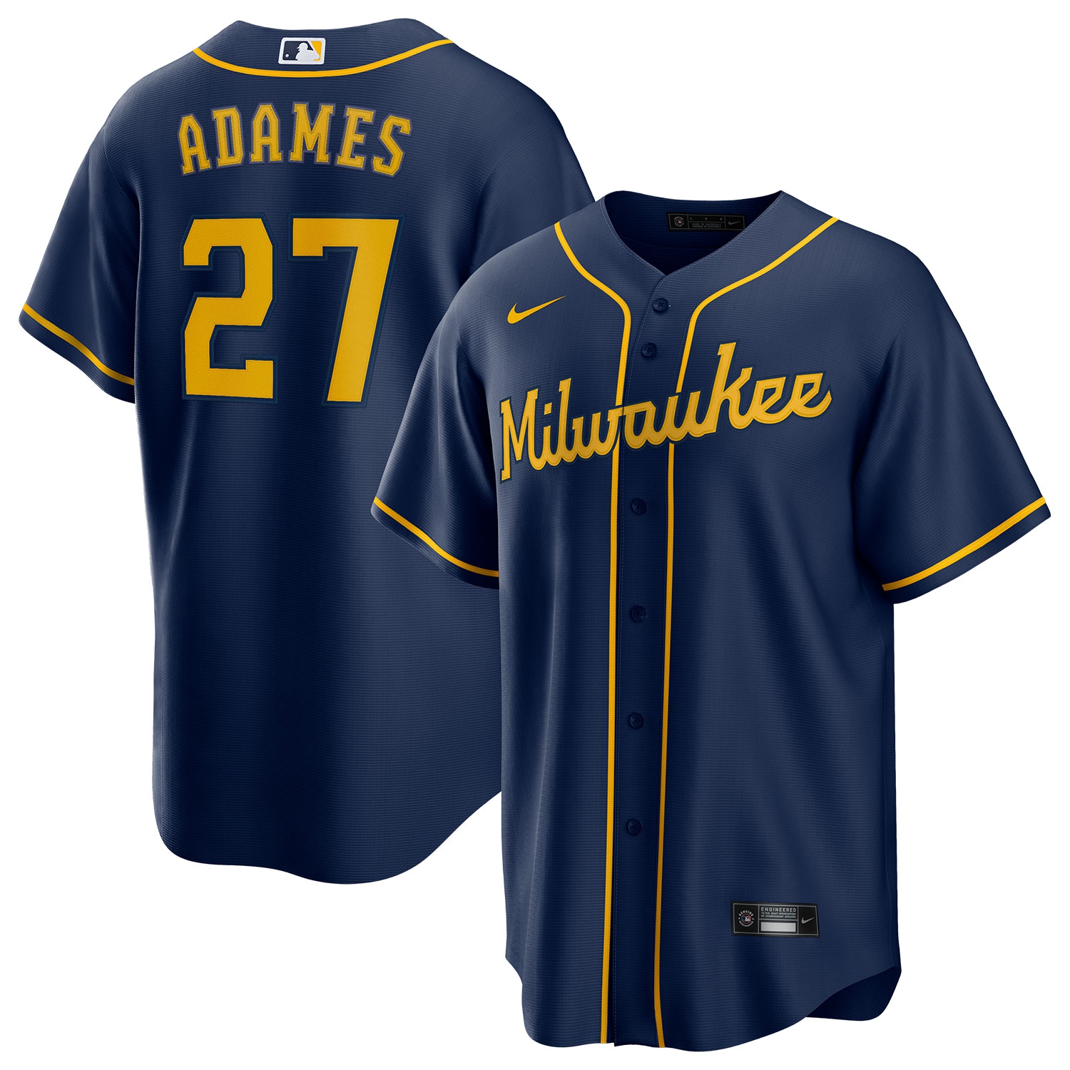 Willy Adames #27 Milwaukee Brewers Nike MLB Trikot Navy