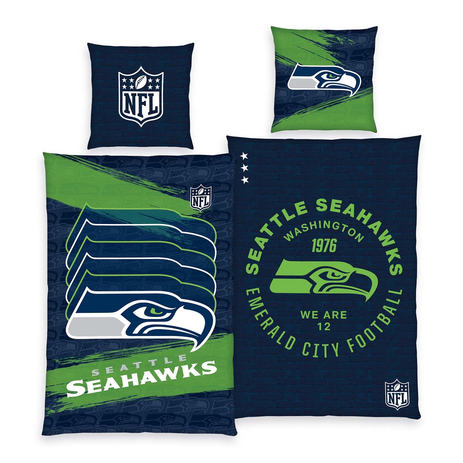 Seattle Seahawks NFL Reversible Bedding Set Navy