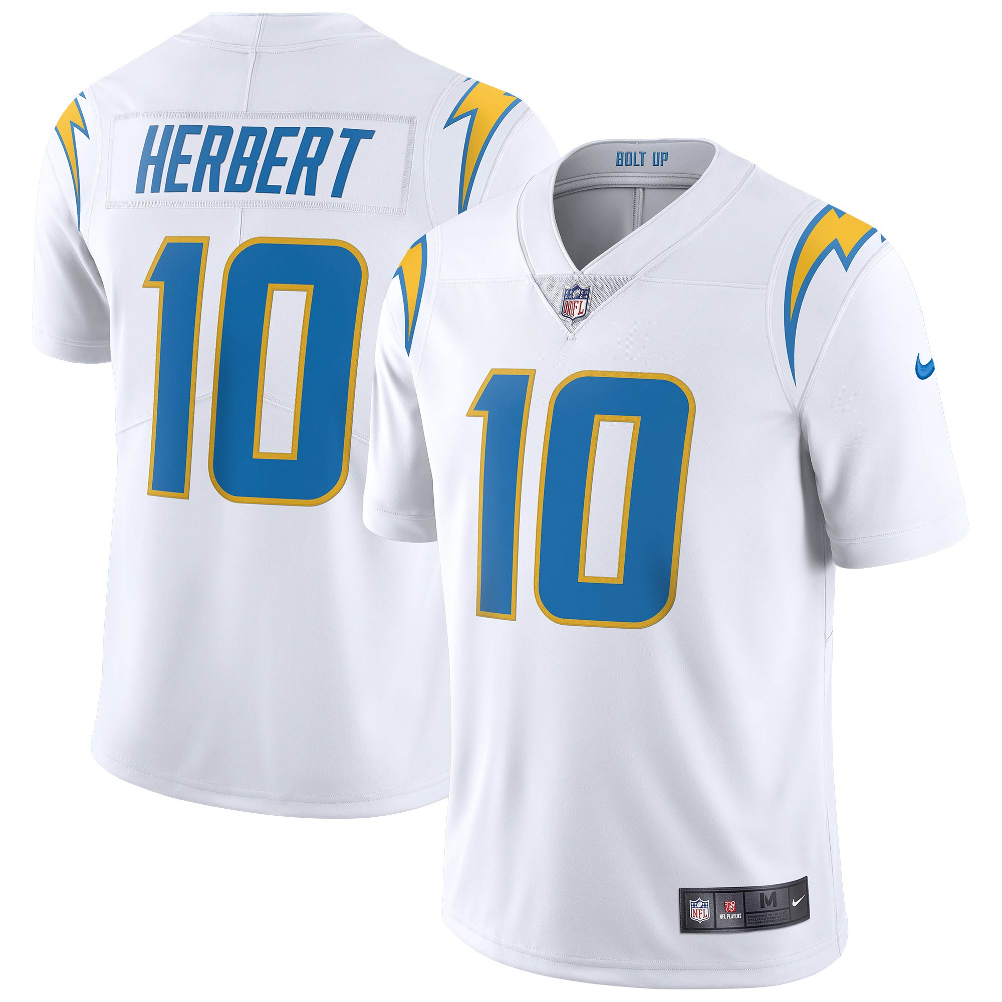 Justin Herbert #10 Los Angeles Chargers Nike Vapor Limited NFL Trikot Weiß