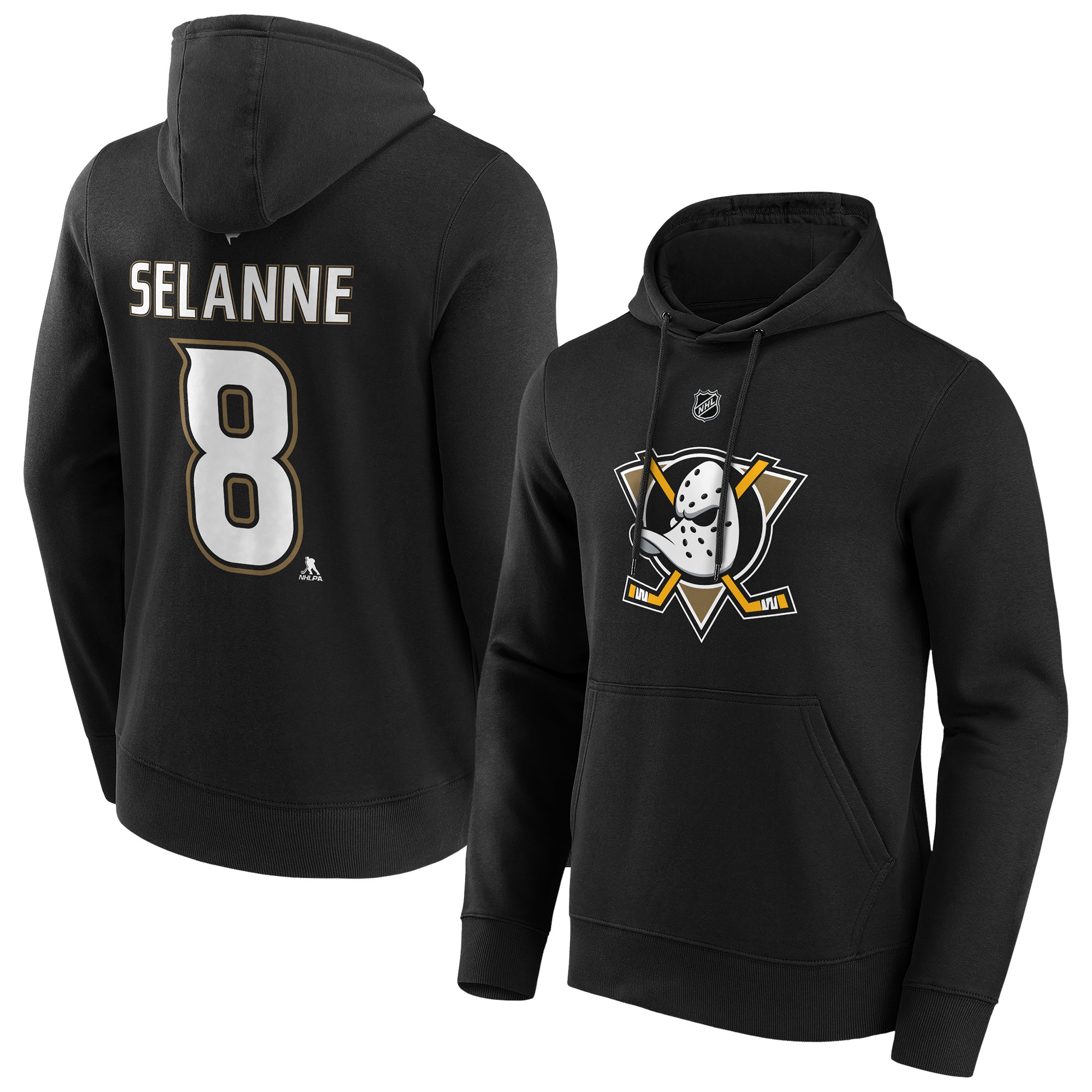 Teemu Selanne #8 Anaheim Ducks Iconic Player NHL Hoodie Schwarz