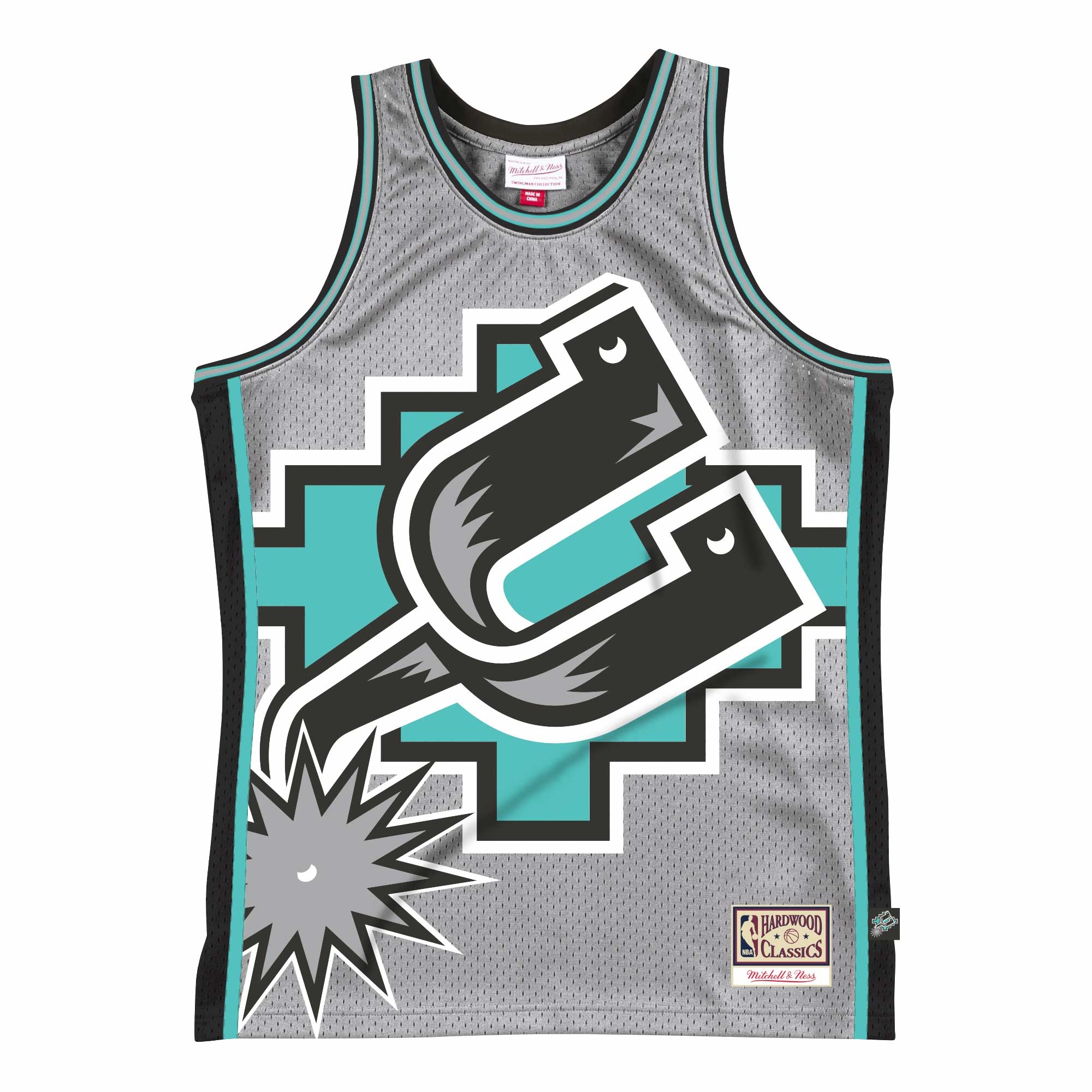 San Antonio Spurs Big Face 2.0 Mitchell & Ness NBA Jersey Grau
