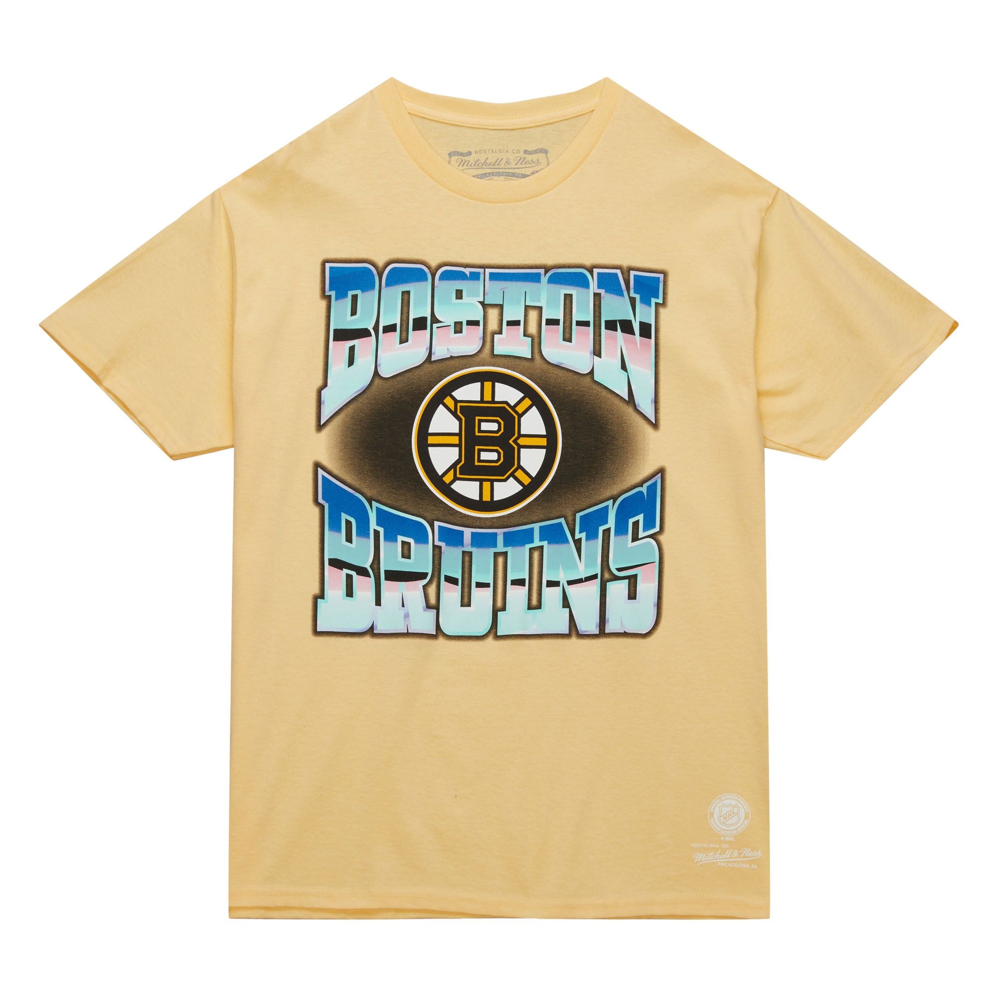 Boston Bruins Stateside Pastel Mitchell & Ness NHL T-Shirt Yellow