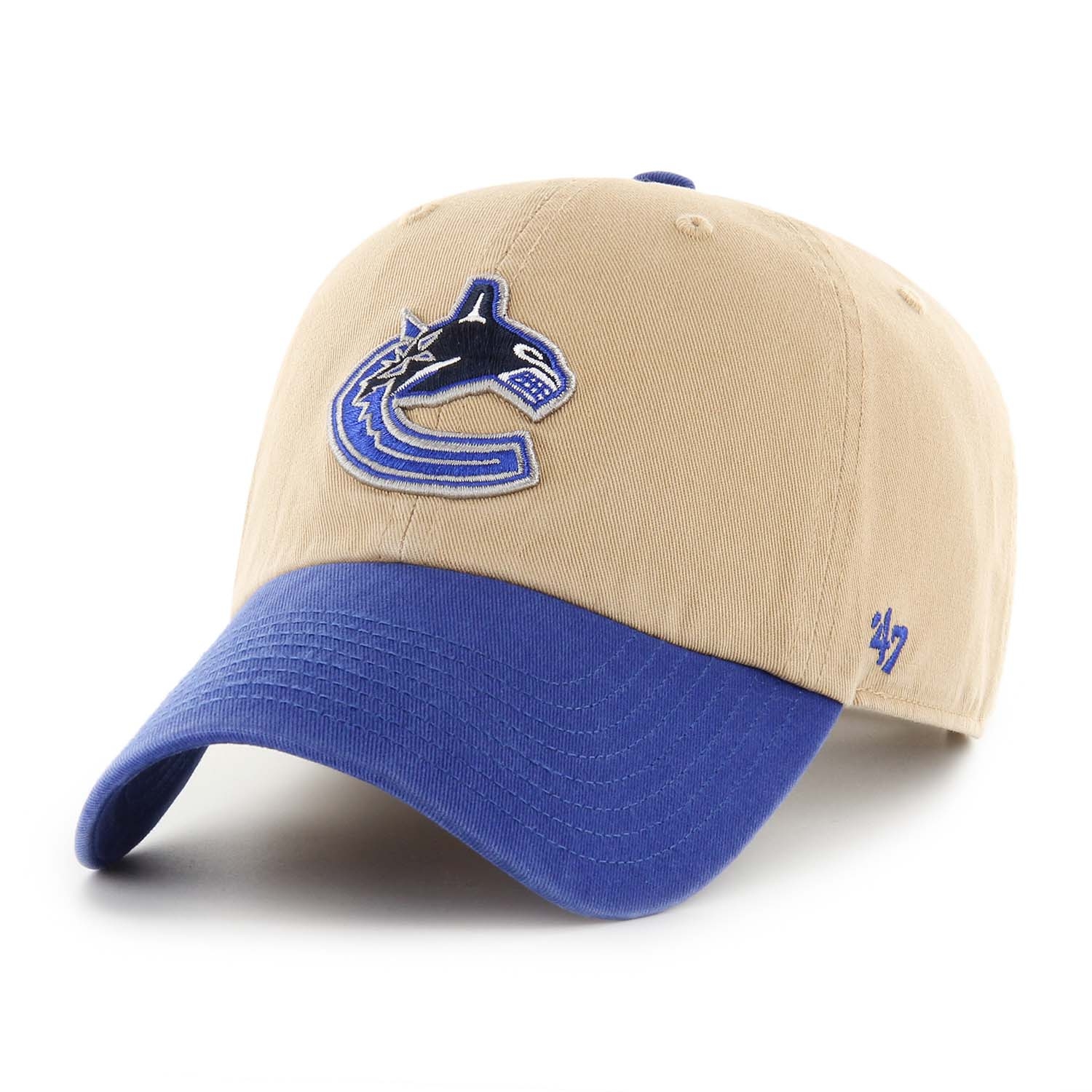 Vancouver Canucks 2-Tone '47 Clean Up Adjustable NHL Cap Khaki/Blue