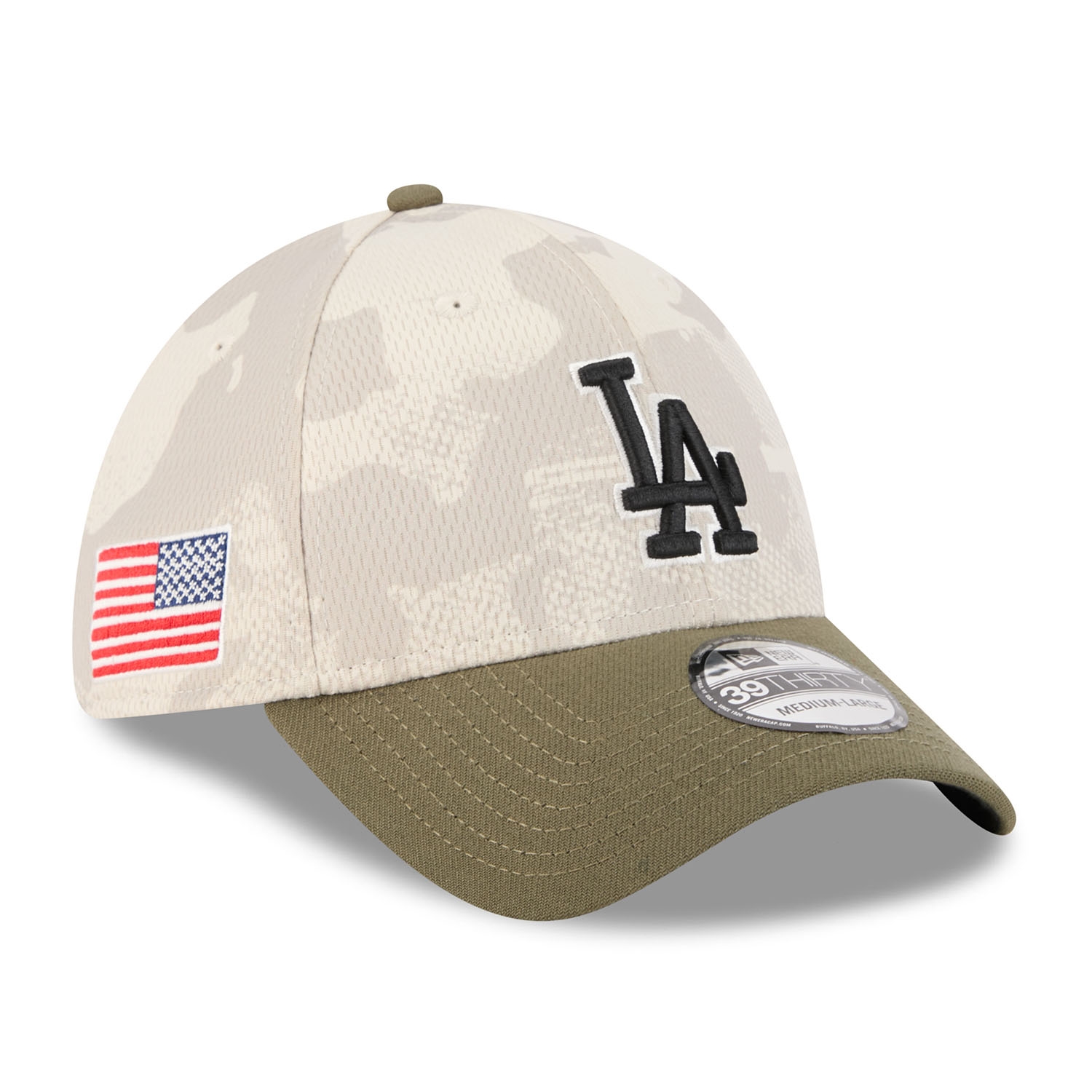 Los Angeles Dodgers 2025 MLB Armed Forces New Era 39THIRTY Flex Cap