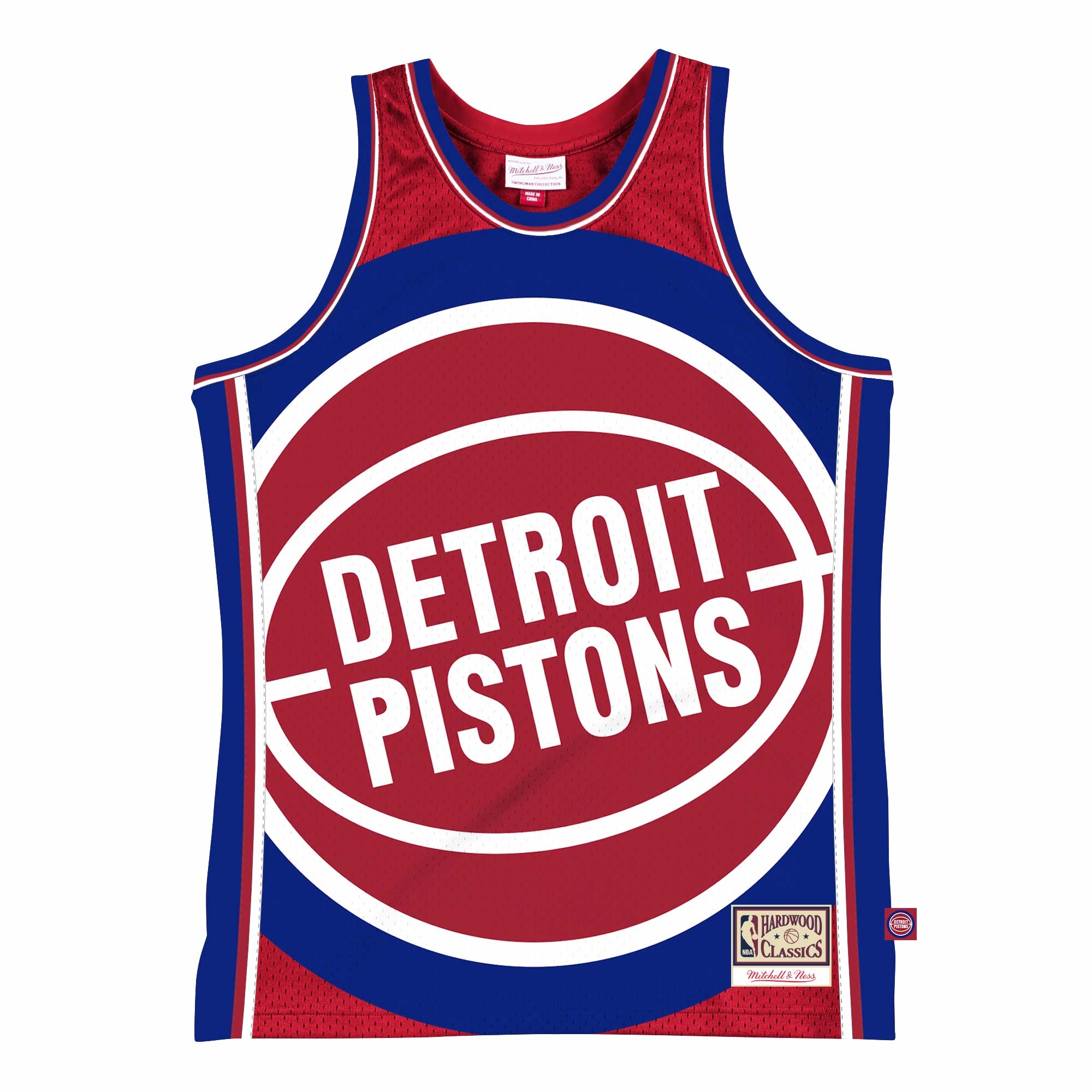 Detroit Pistons Big Face 2.0 Mitchell & Ness NBA Jersey Rot